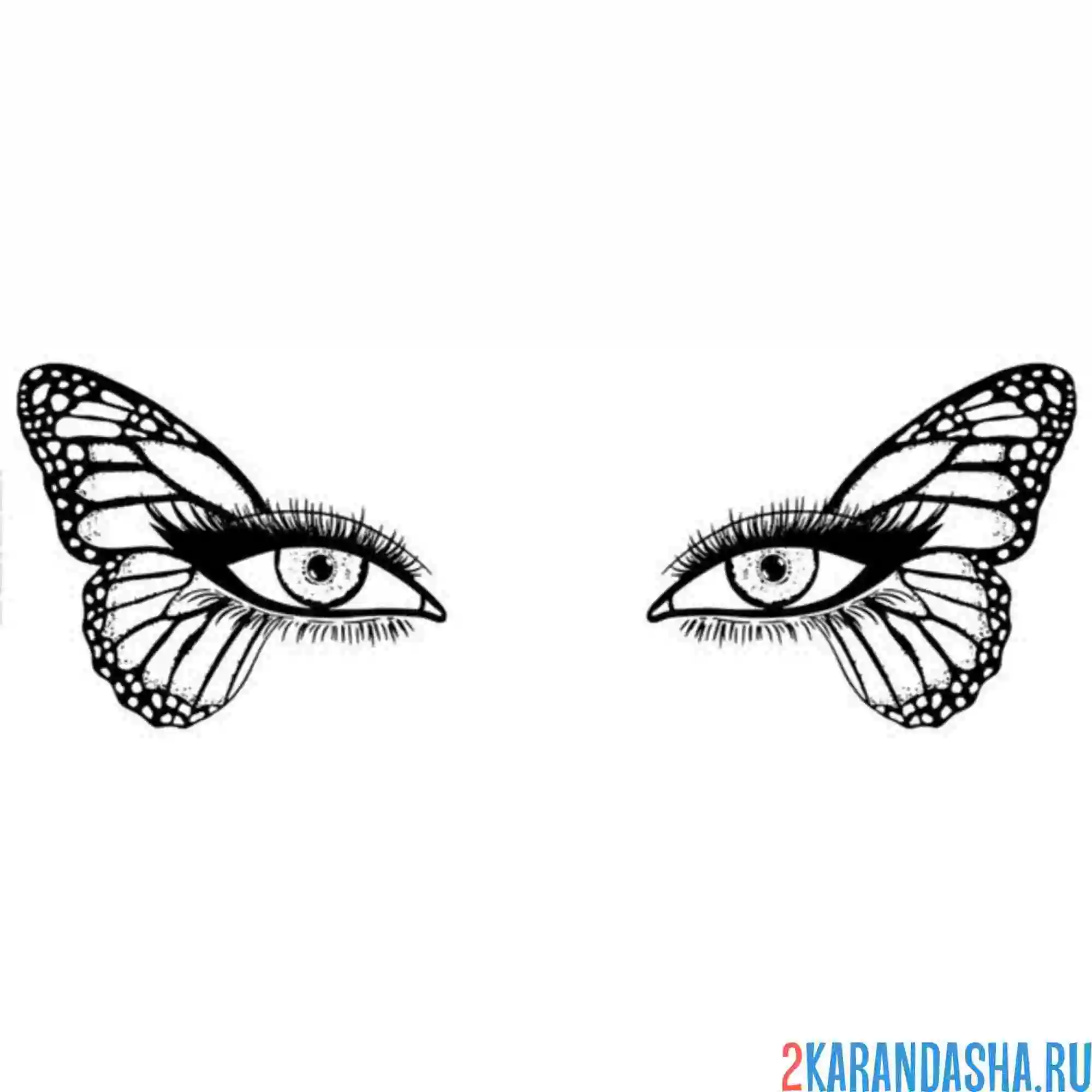 Раскраска глаза и бабочки