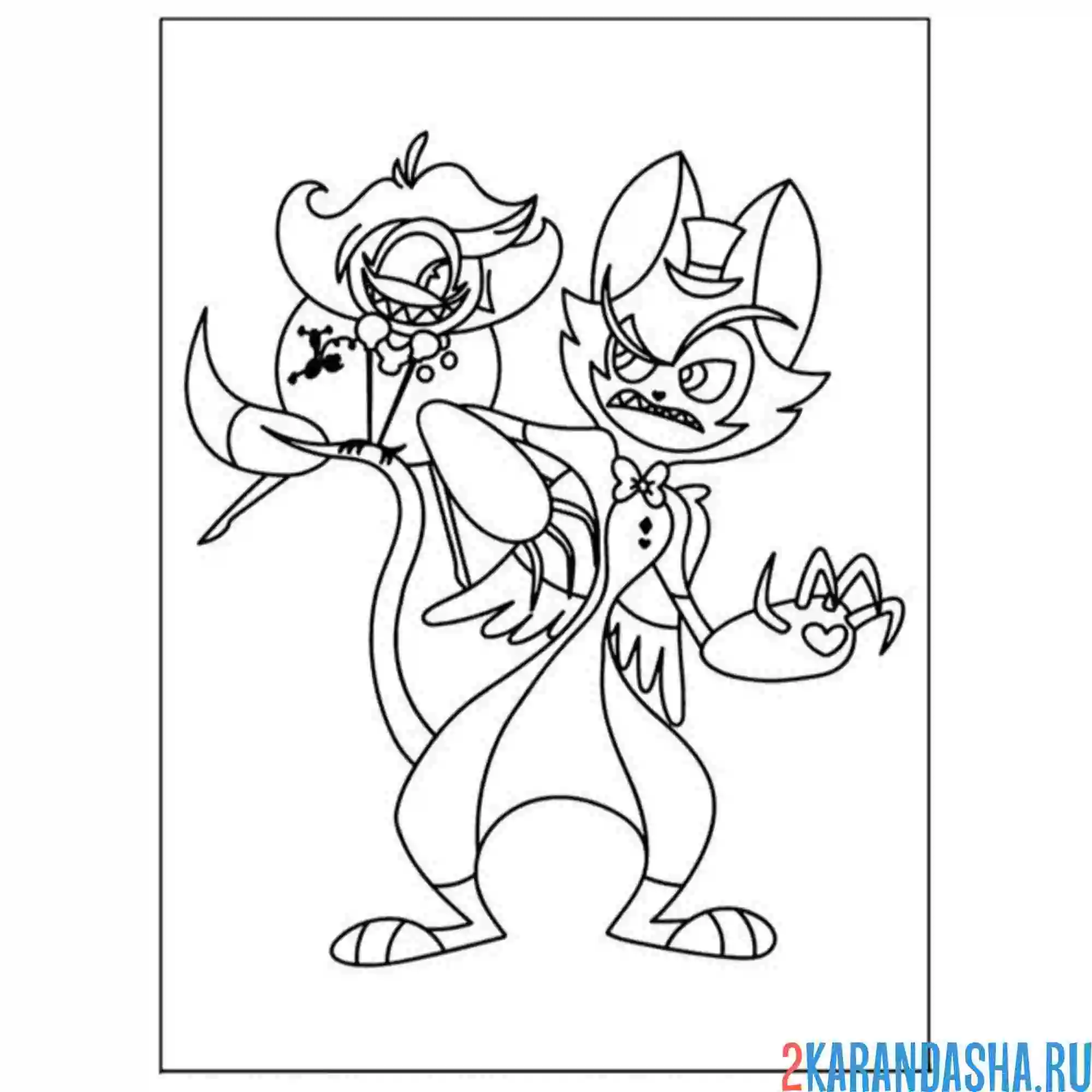 Раскраска отель хазбин персонажи