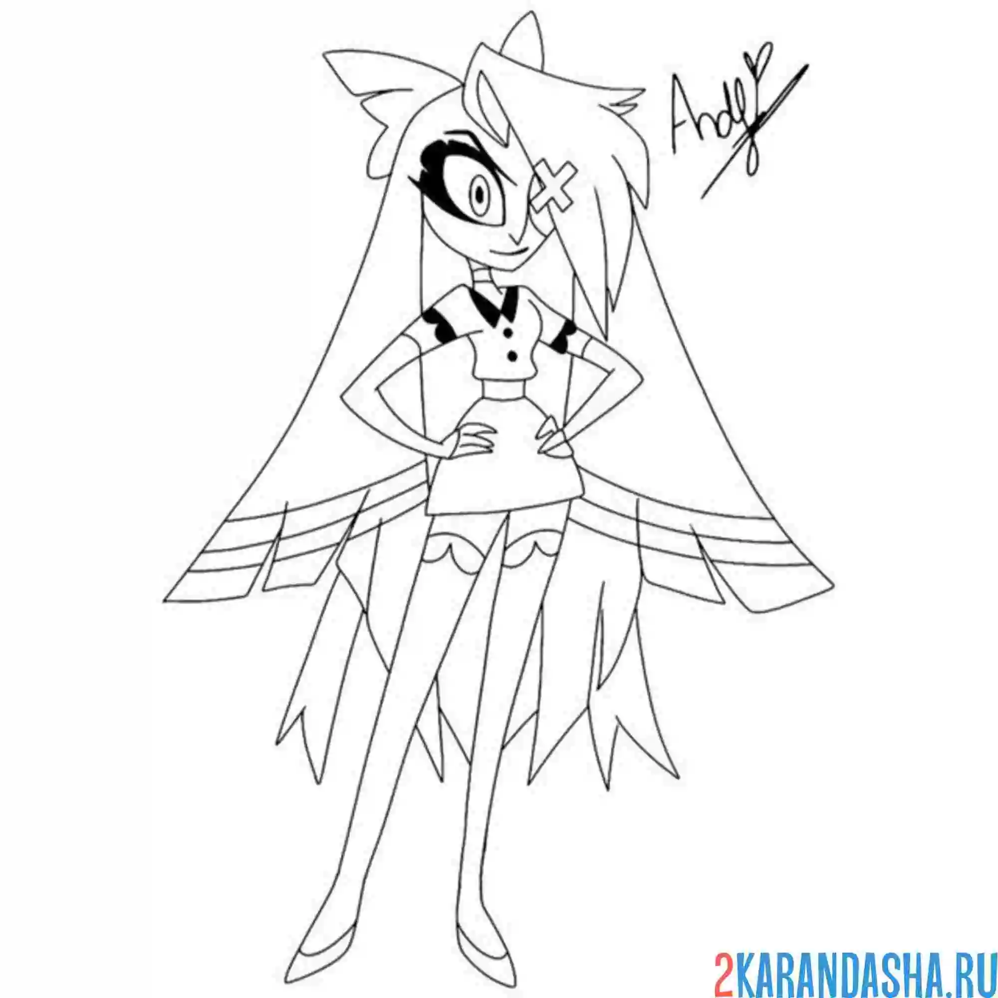 Раскраска отель хазбин вегги в полный рост