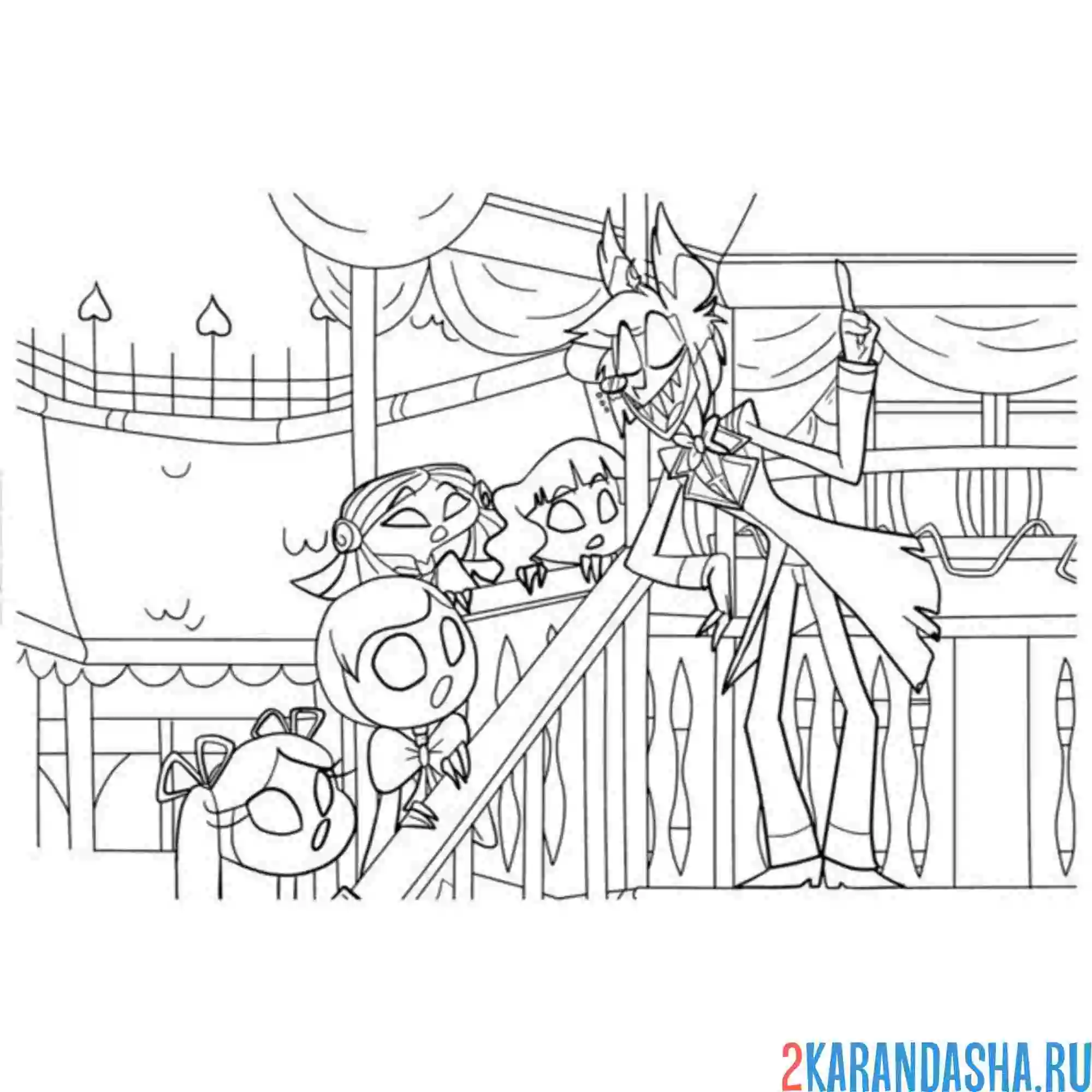 Раскраска лестница отель хазбин