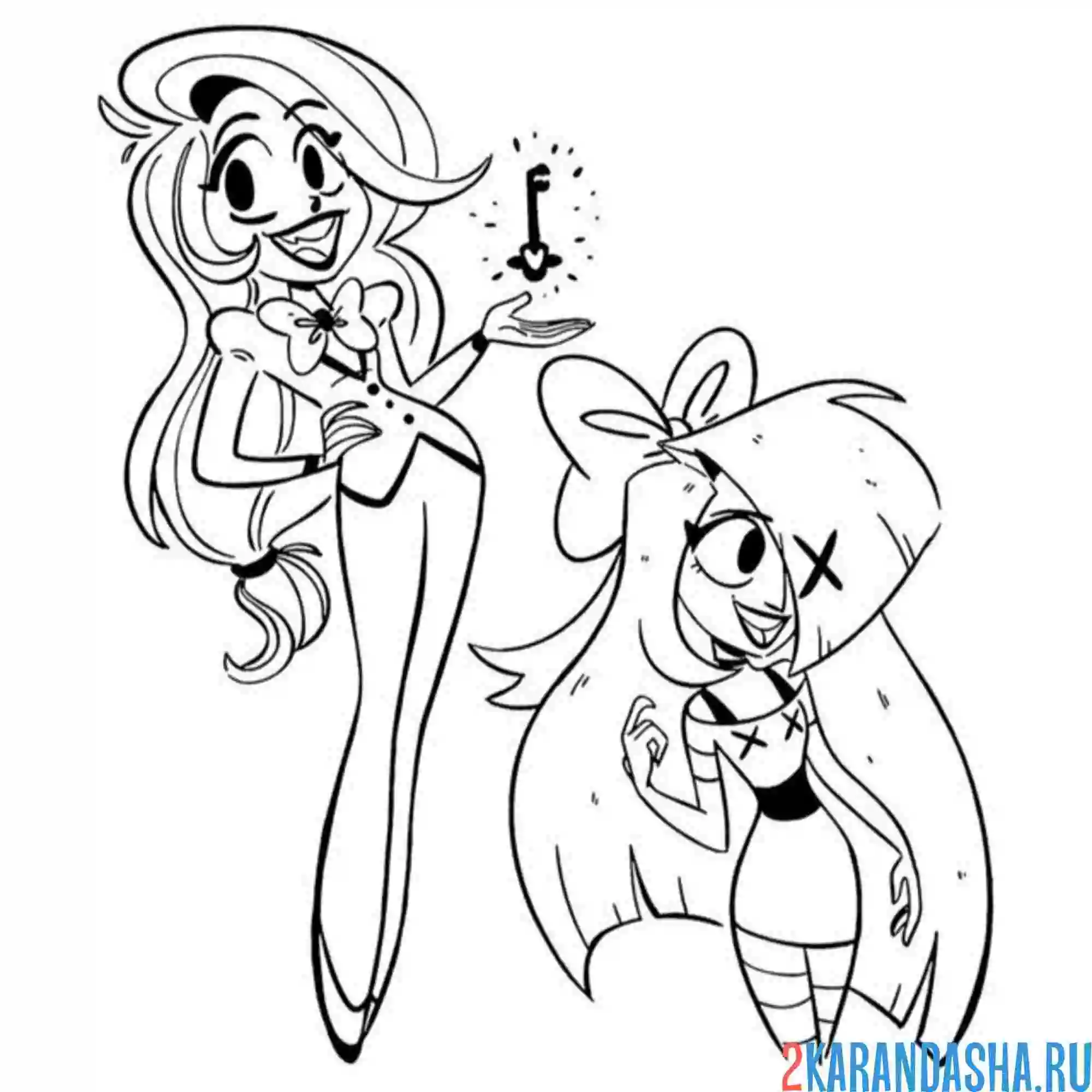 Раскраска отель хазбин девчонки