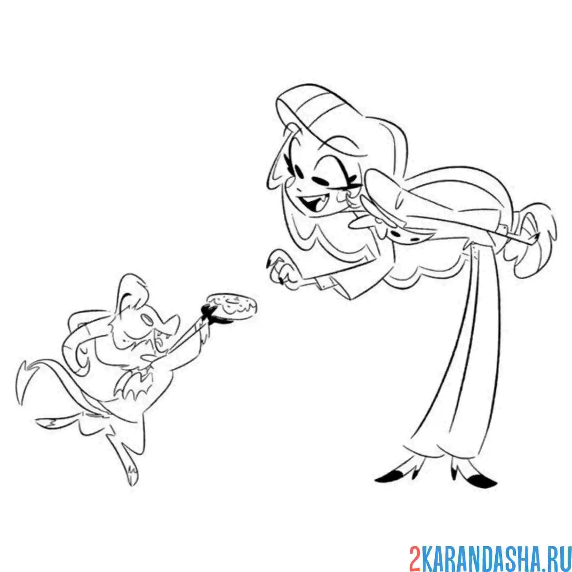 Раскраска отель хазбин пончик