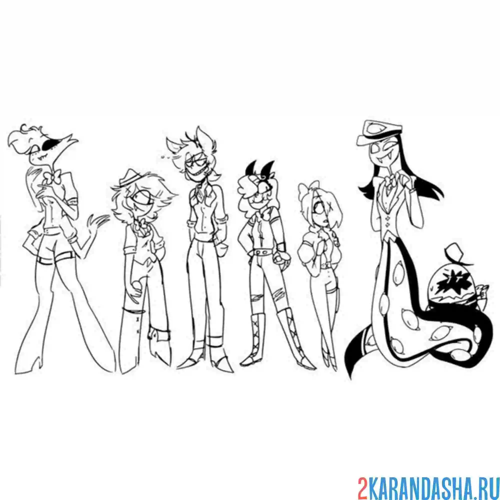 Раскраска персонажи отель хазбин