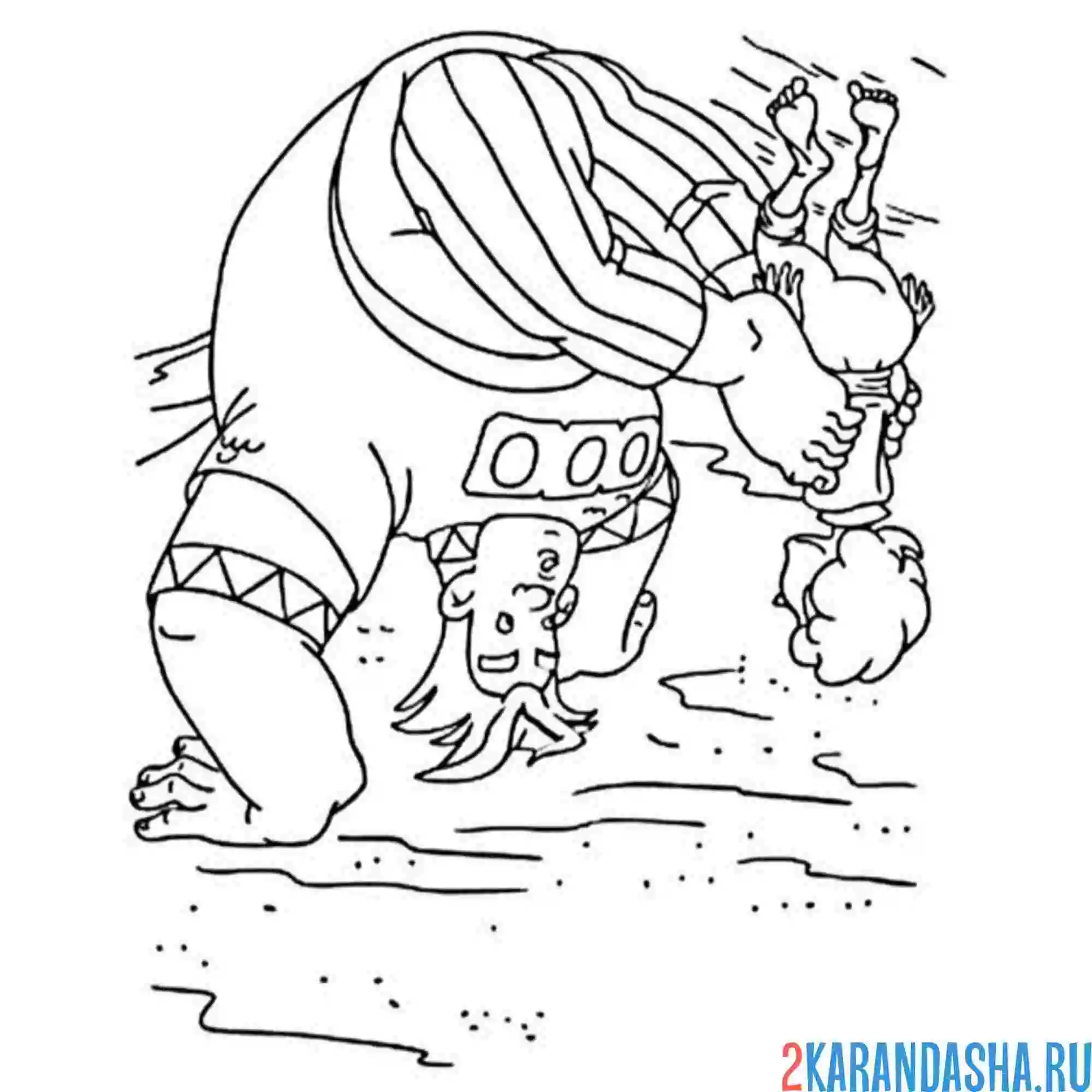 Раскраска алеша попович вверх ногами