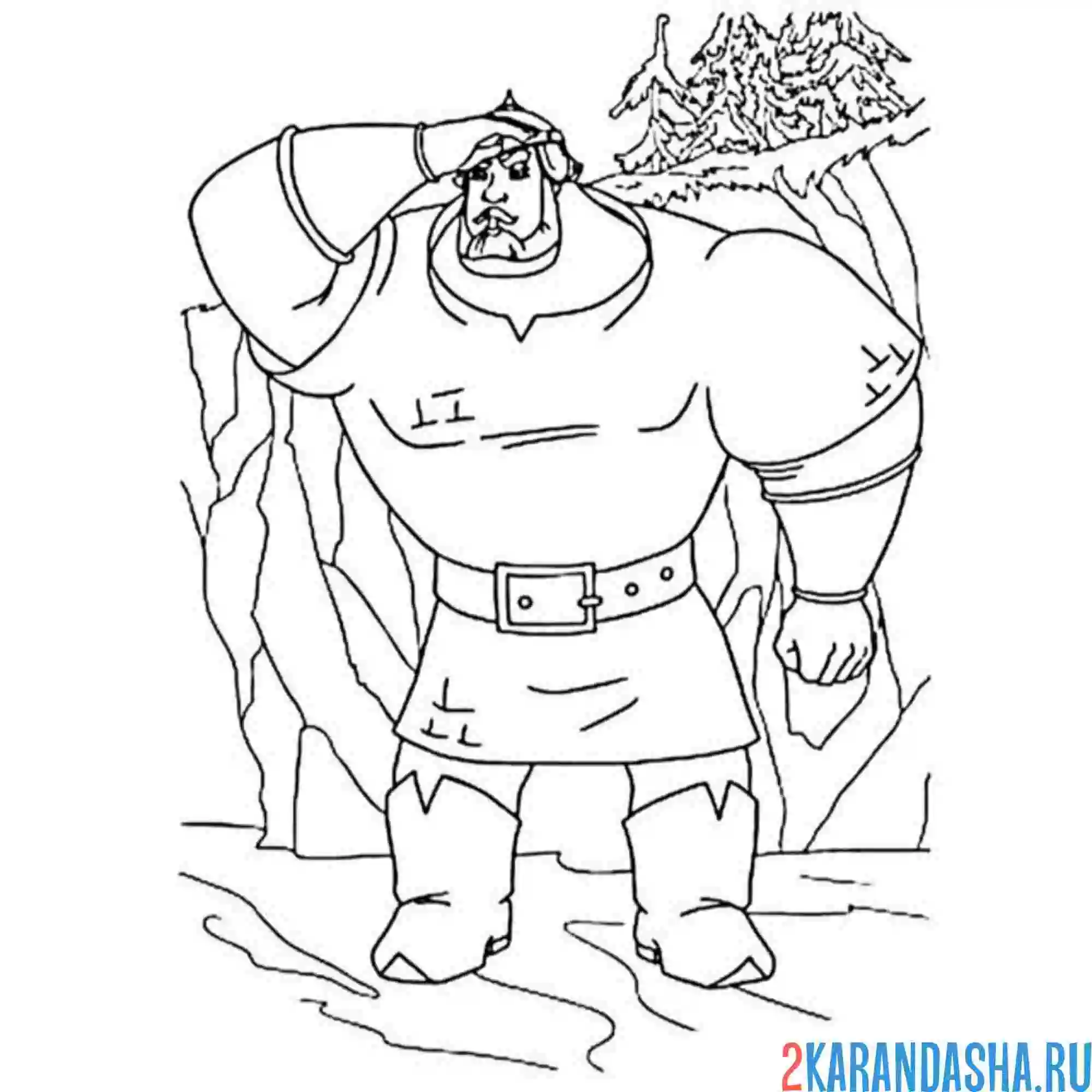 Раскраска илья муромец три богатыря