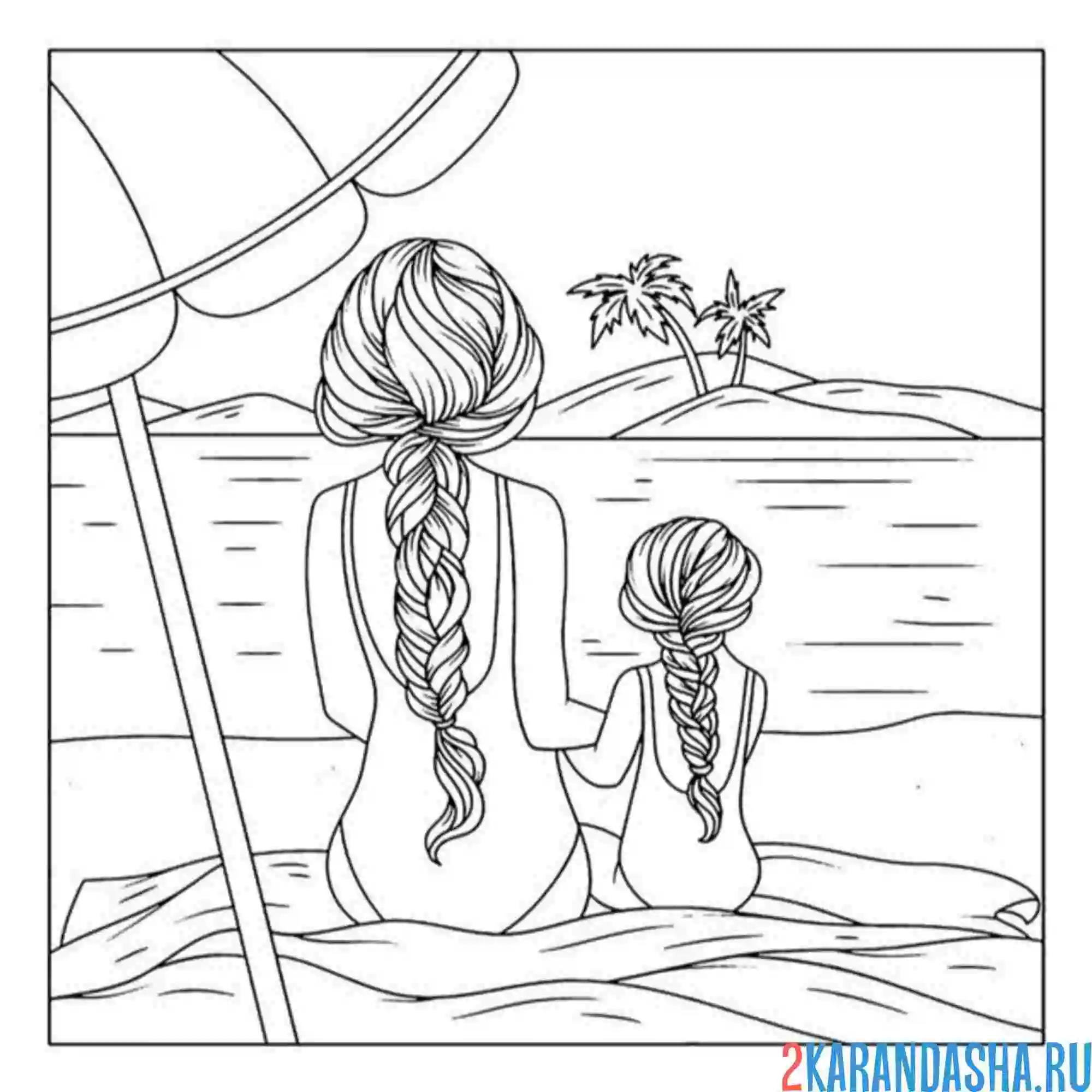 Раскраска мама и дочка эстетика