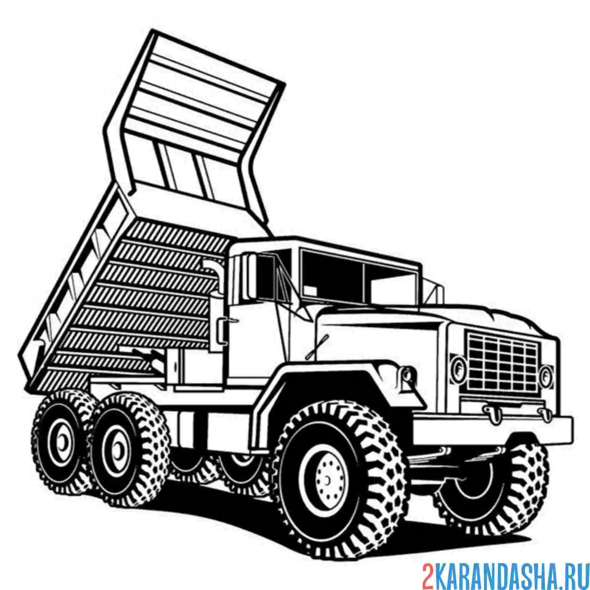 Раскраска самосвал на больших колесах
