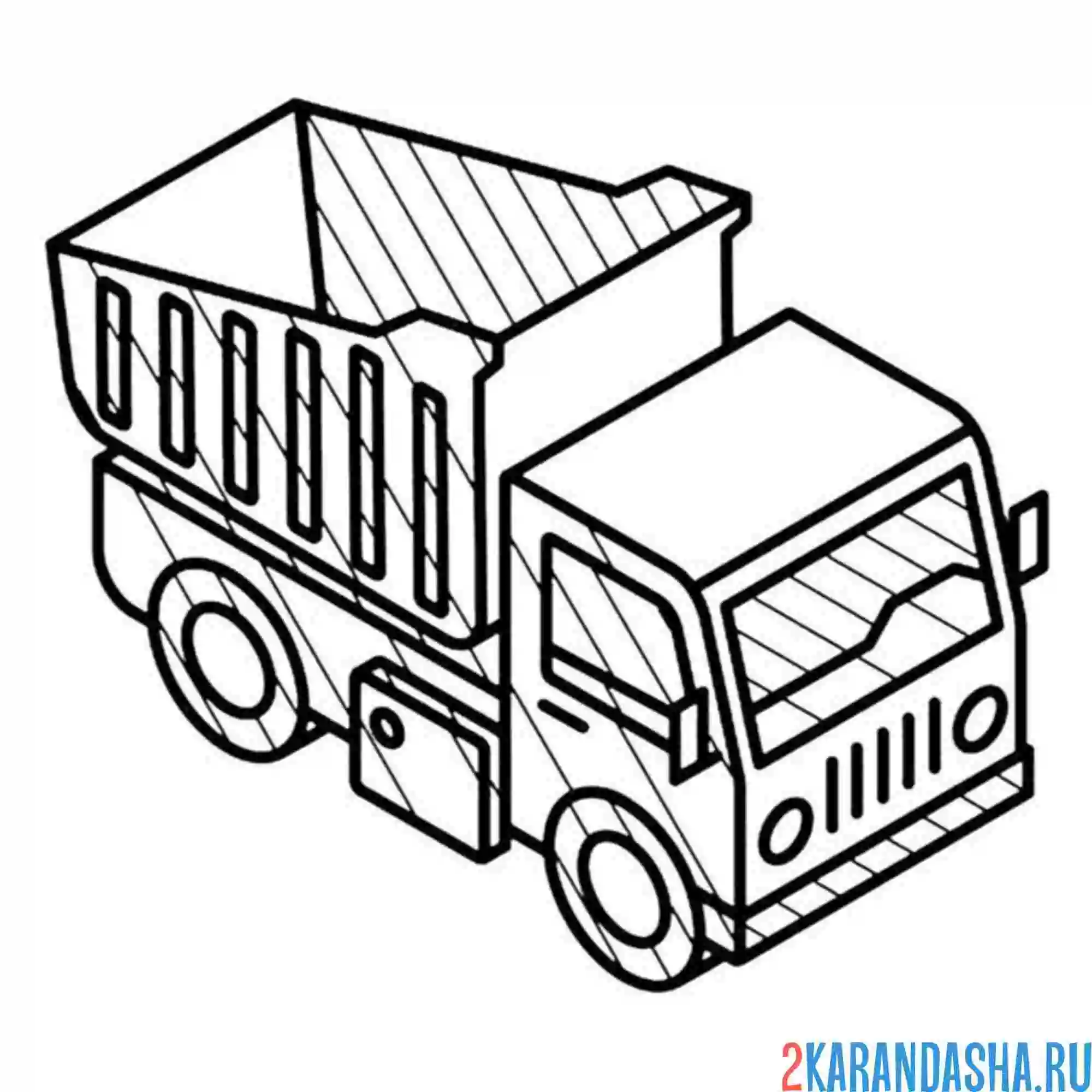 Раскраска самосвал вид сверху