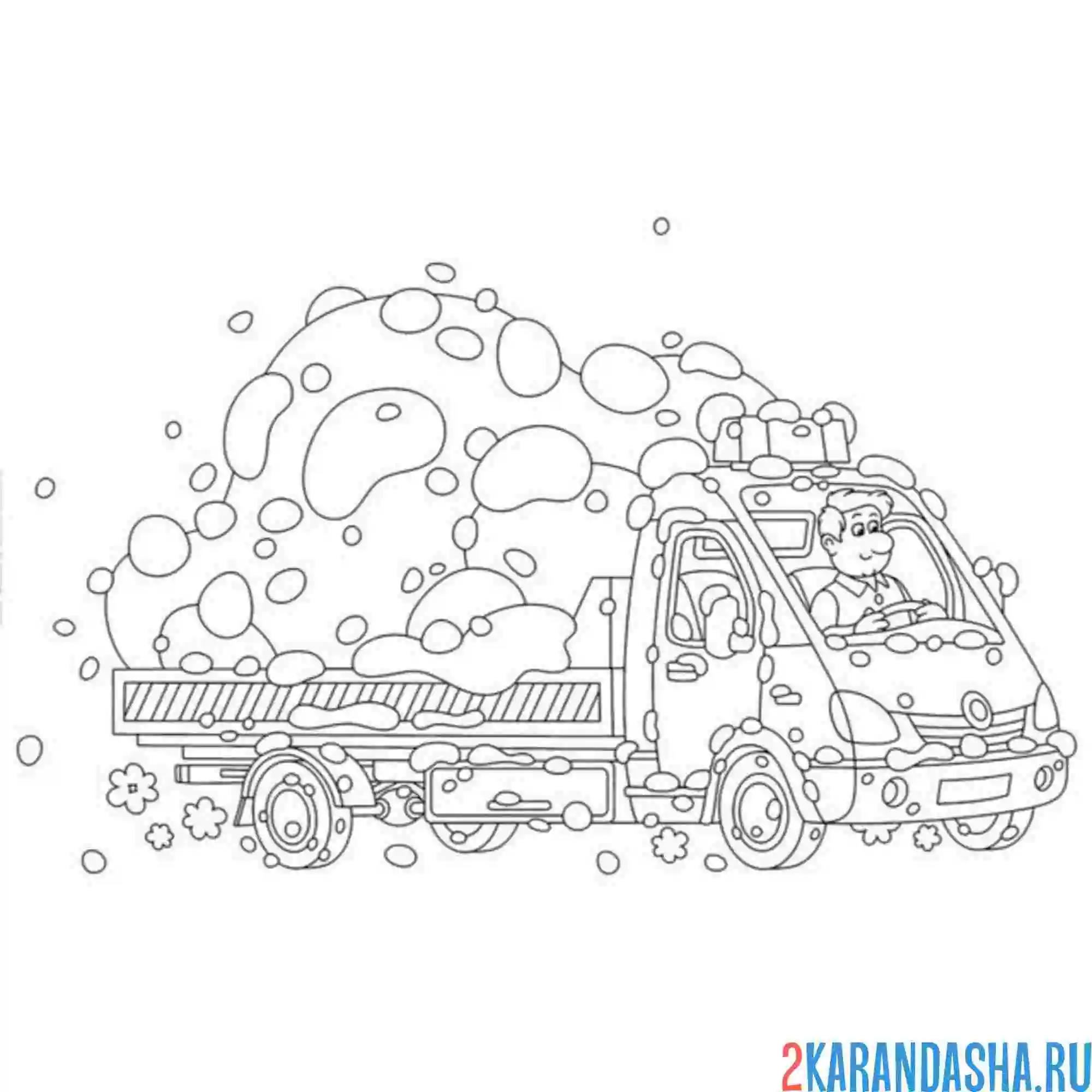 Раскраска полный снега самосвал