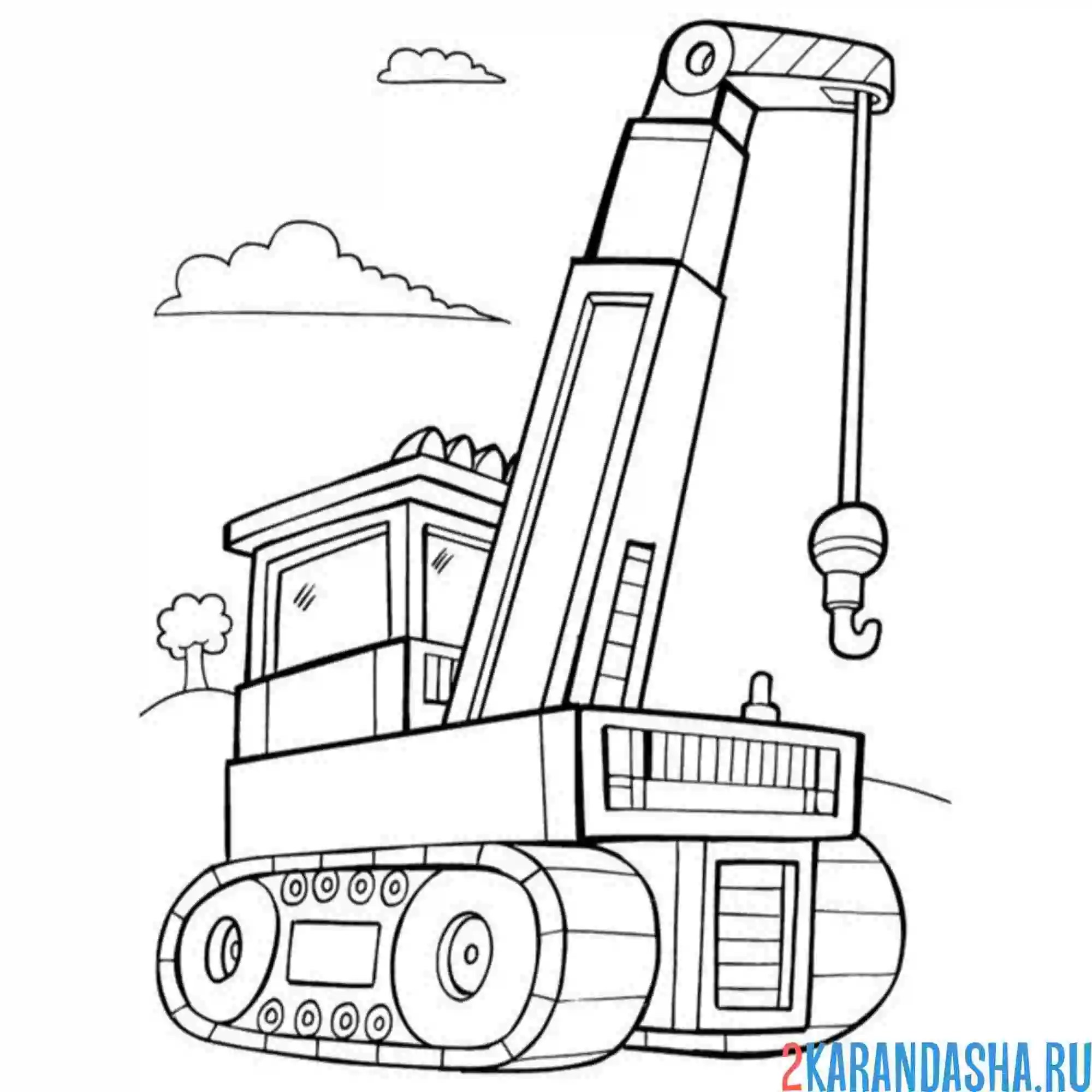 Раскраска строительный автокран