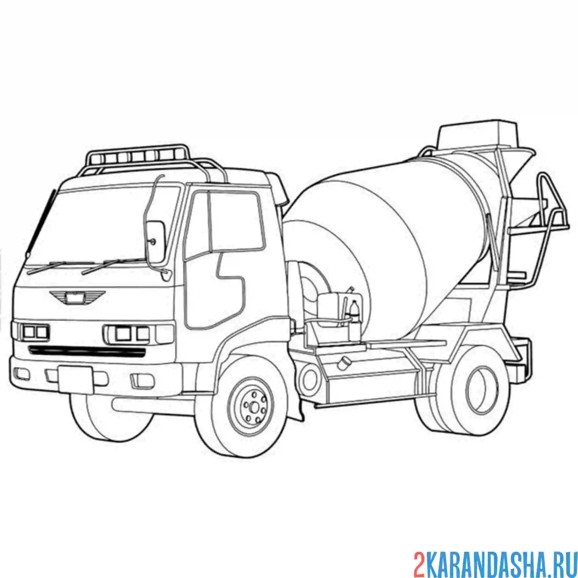 Раскраска бетономешалка машина