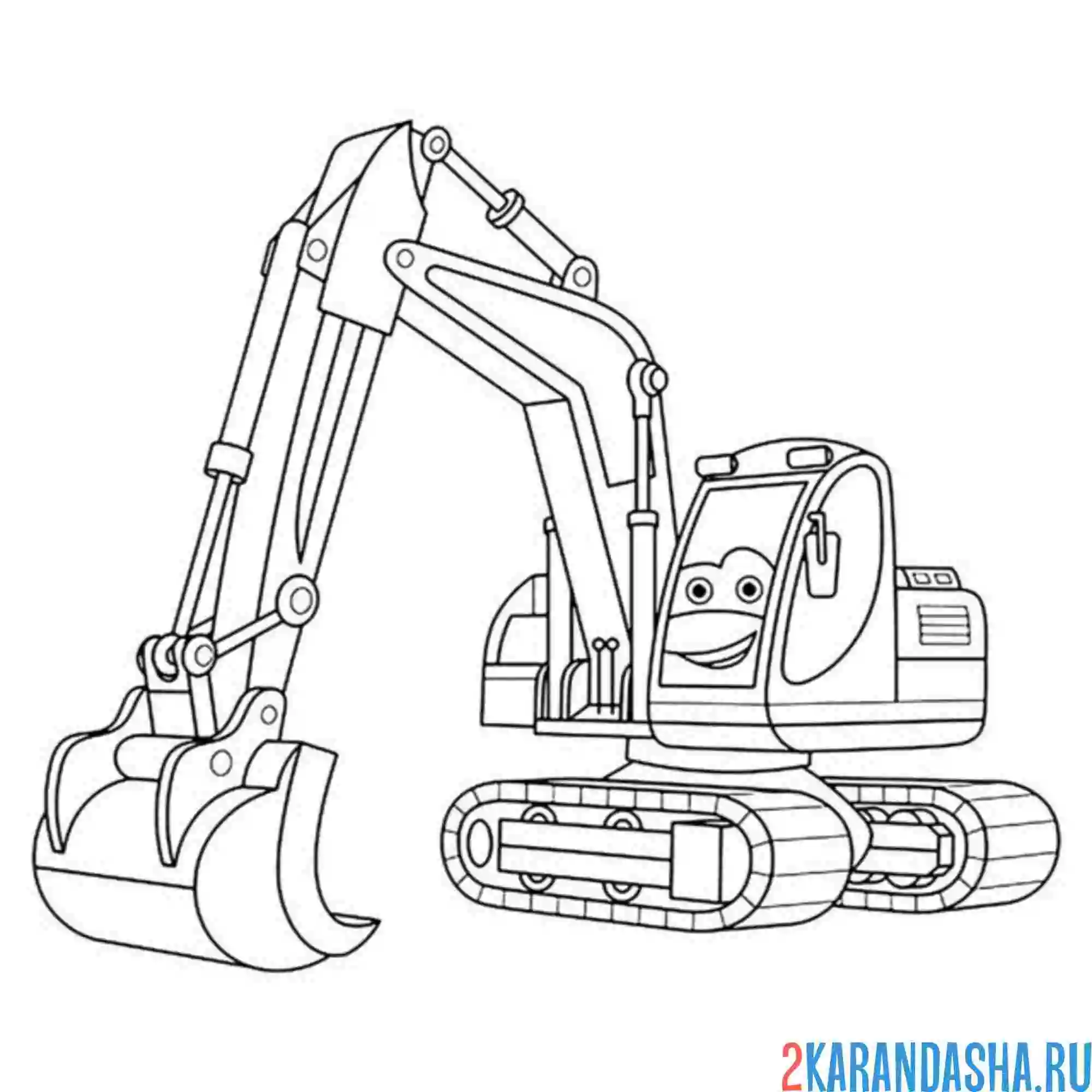 Раскраска экскаватор на гусеницах