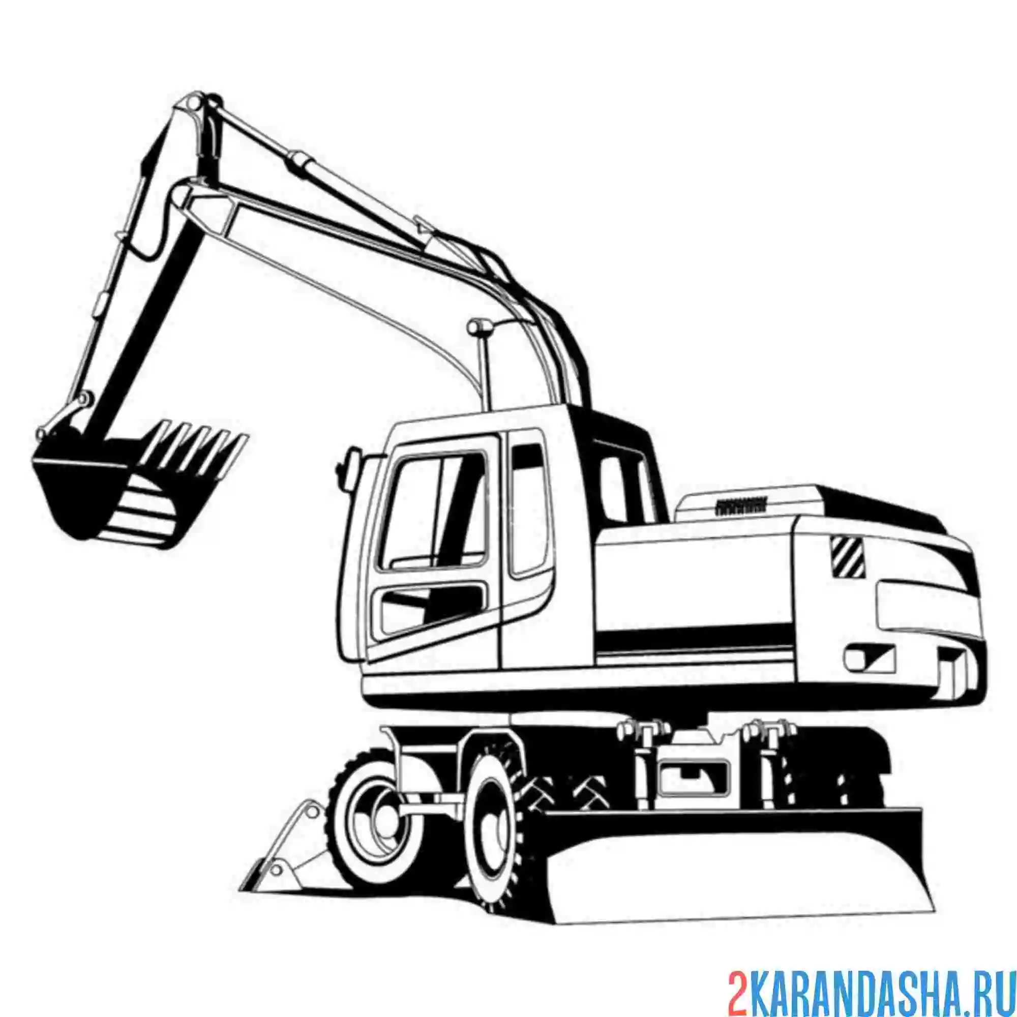 Раскраска экскаватор фото