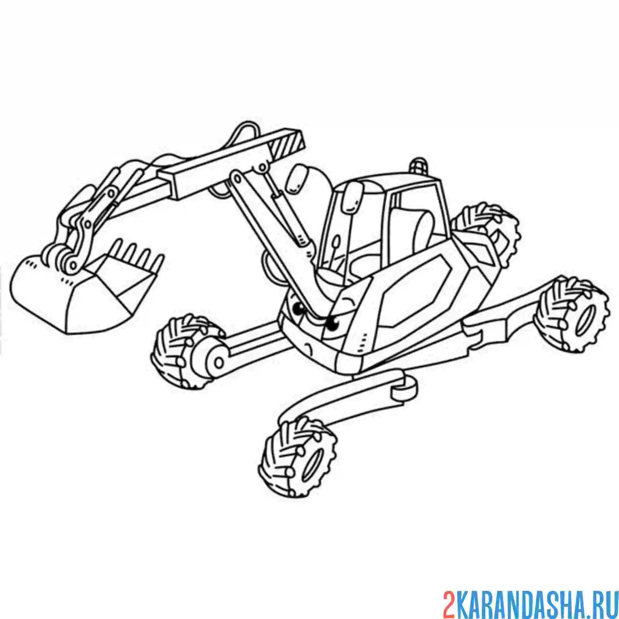 Раскраска экскаватор необычный
