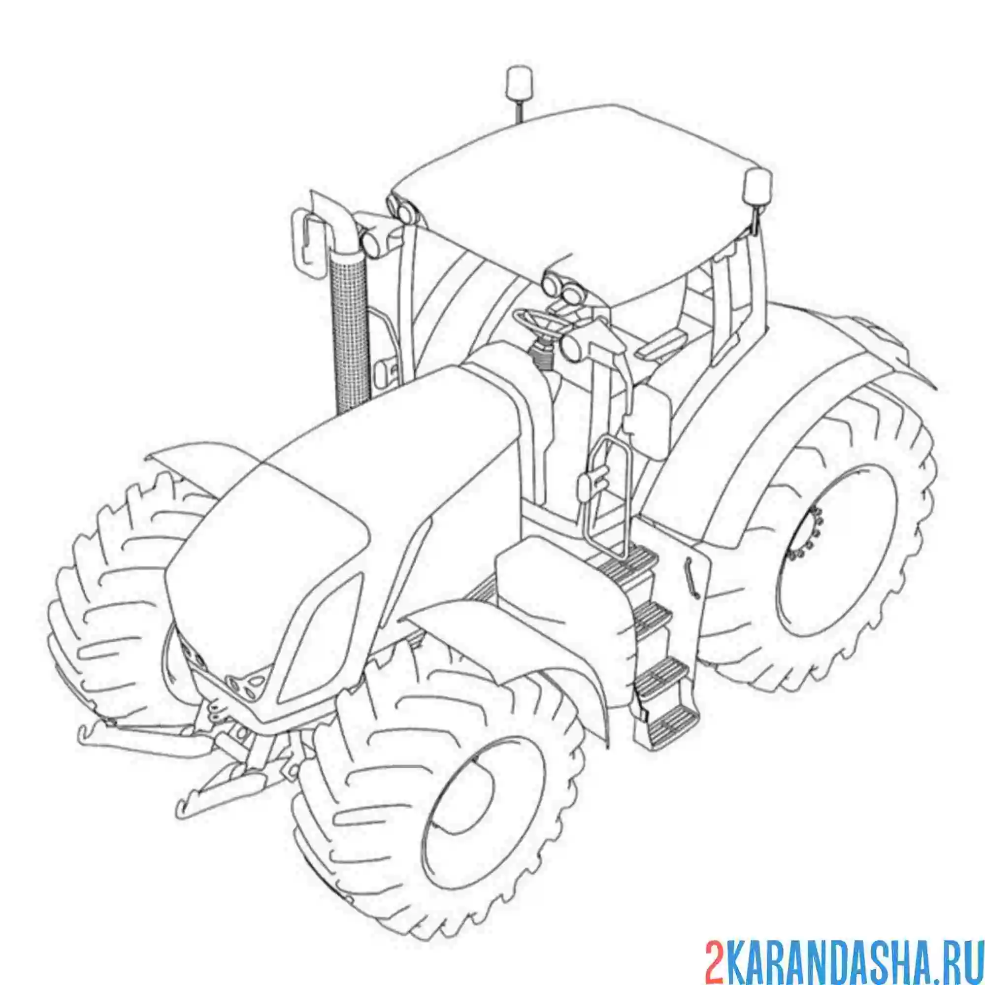 Раскраска трактор на колесах