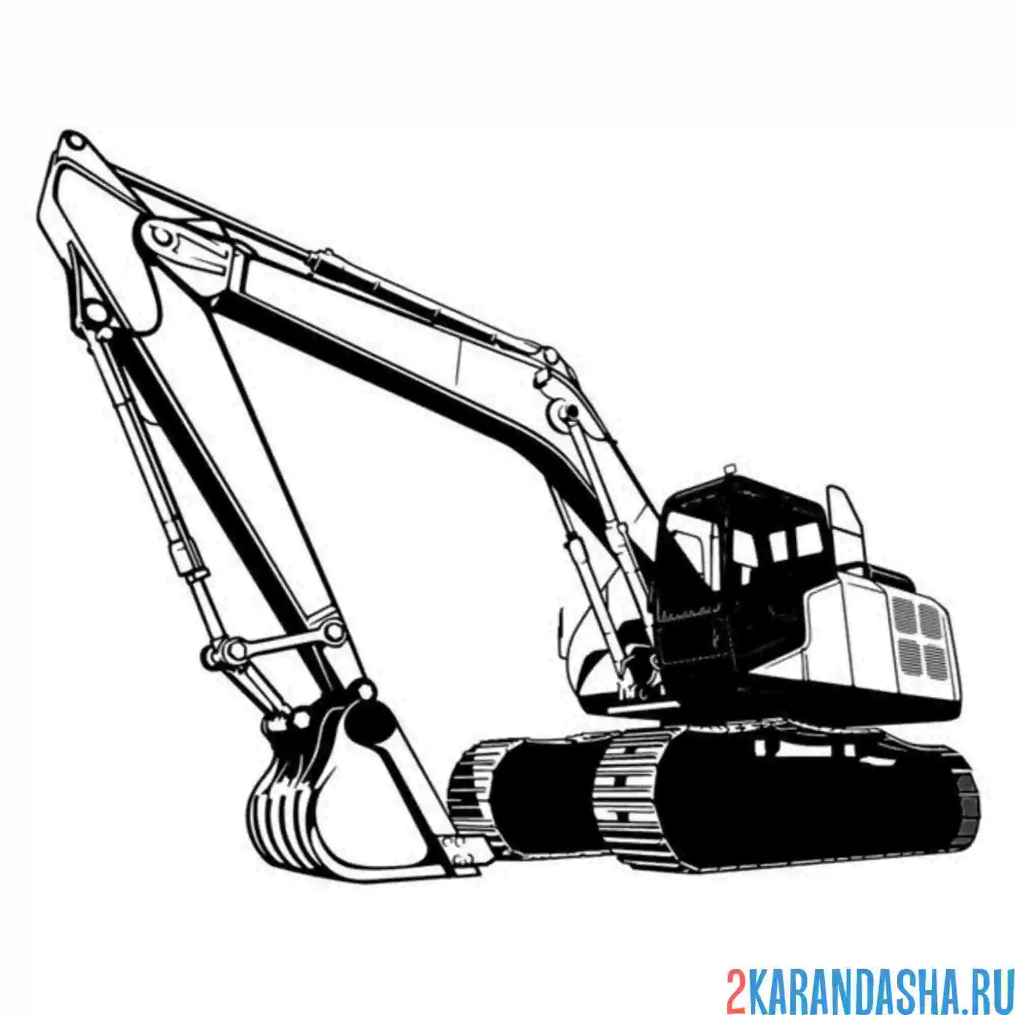 Раскраска экскаватор с длинным рычагом