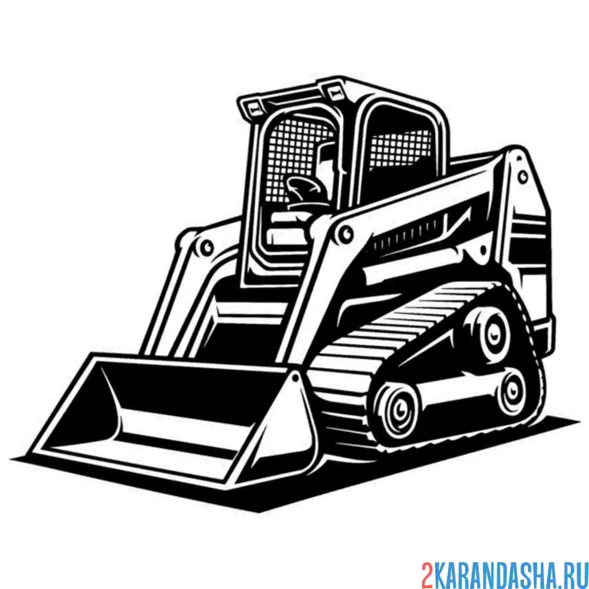 Раскраска экскаватор с треугольной гусеницей