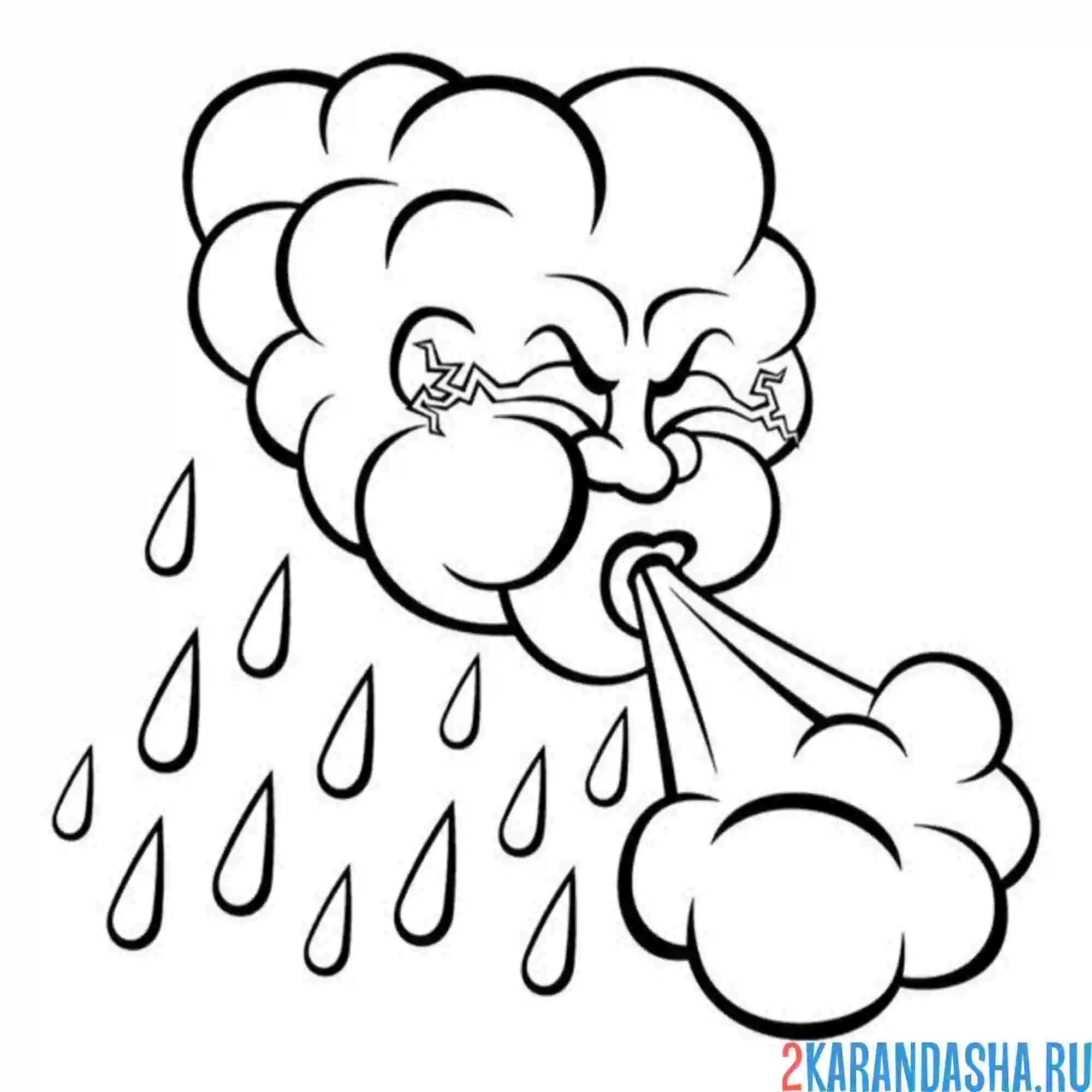 Раскраска туча ветер дождь