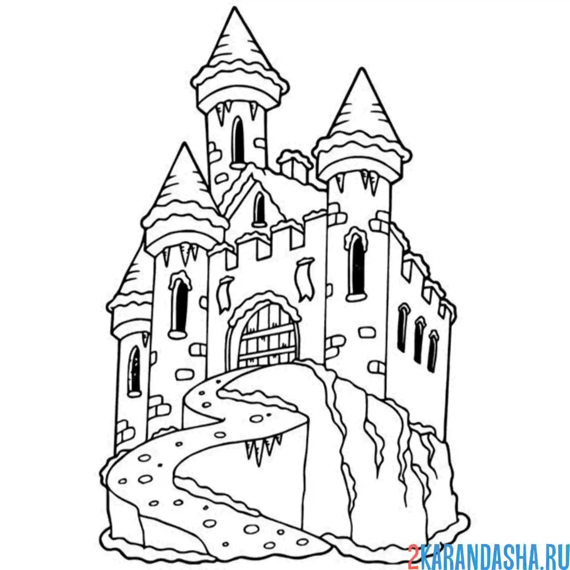 Раскраска песчаный замок