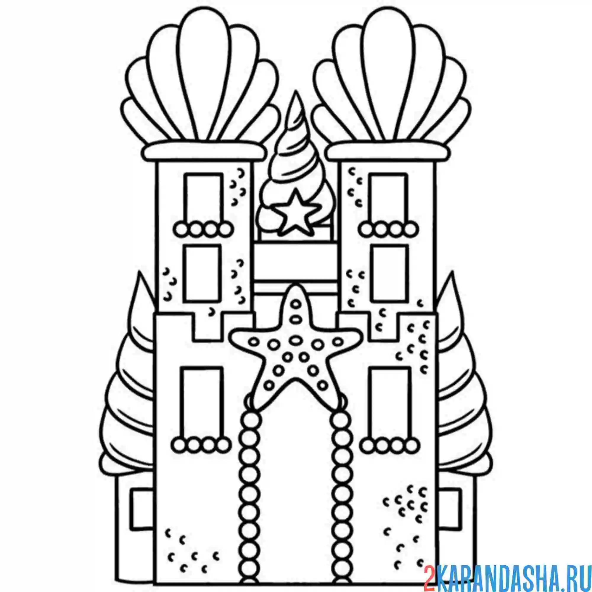 Раскраска морской замок