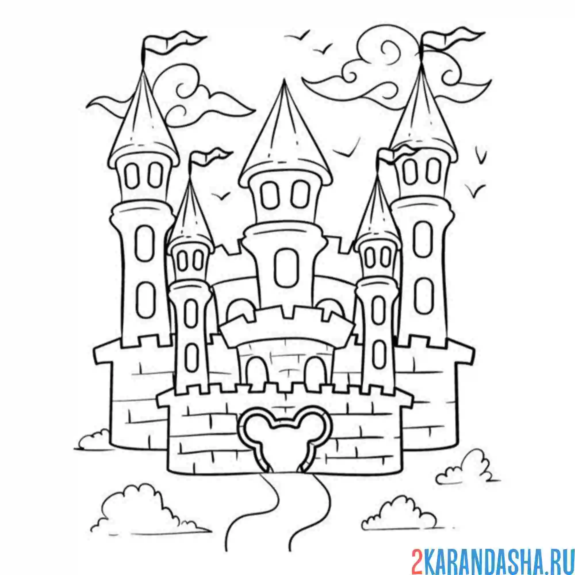 Раскраска микки маус замок