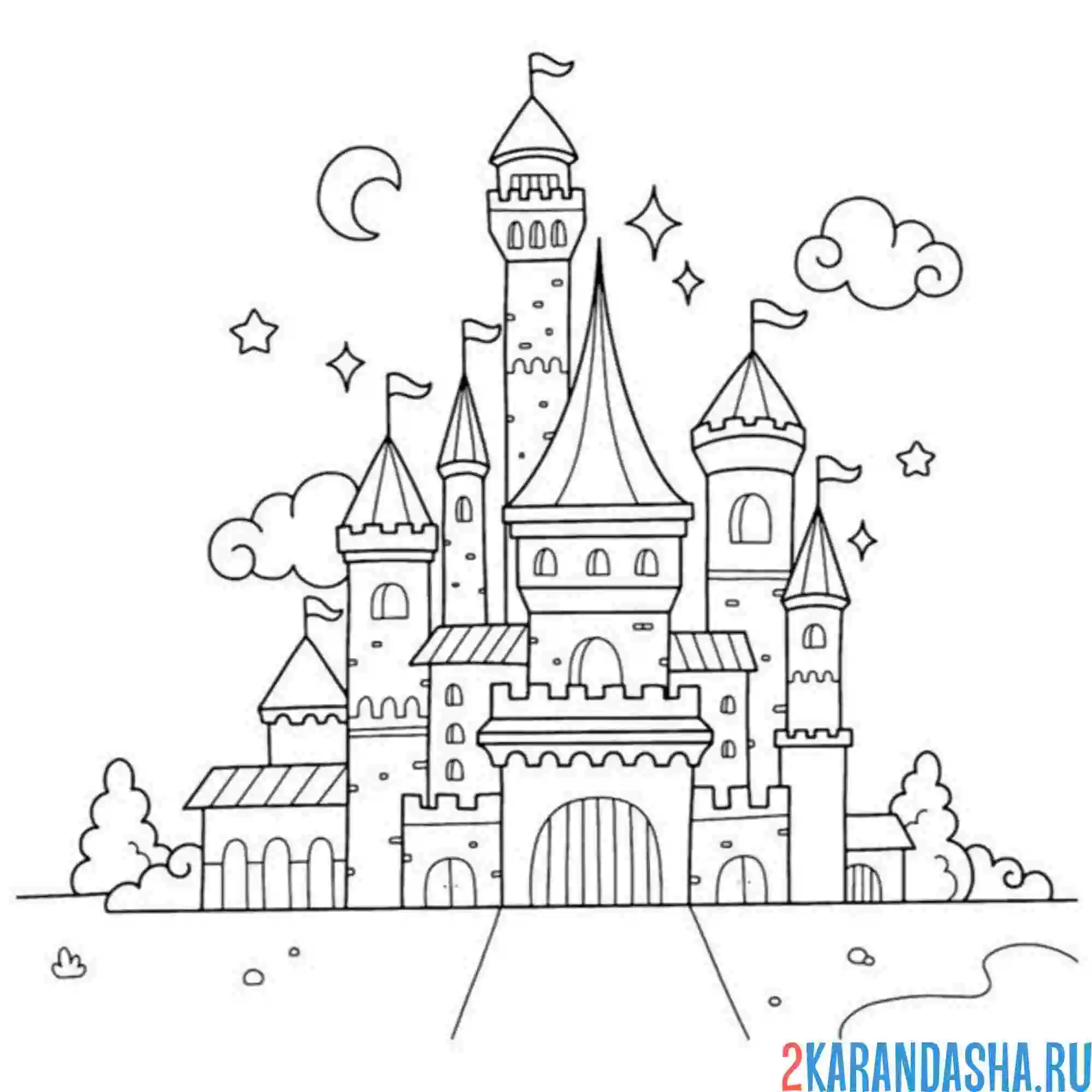 Раскраска замок принцессы милый