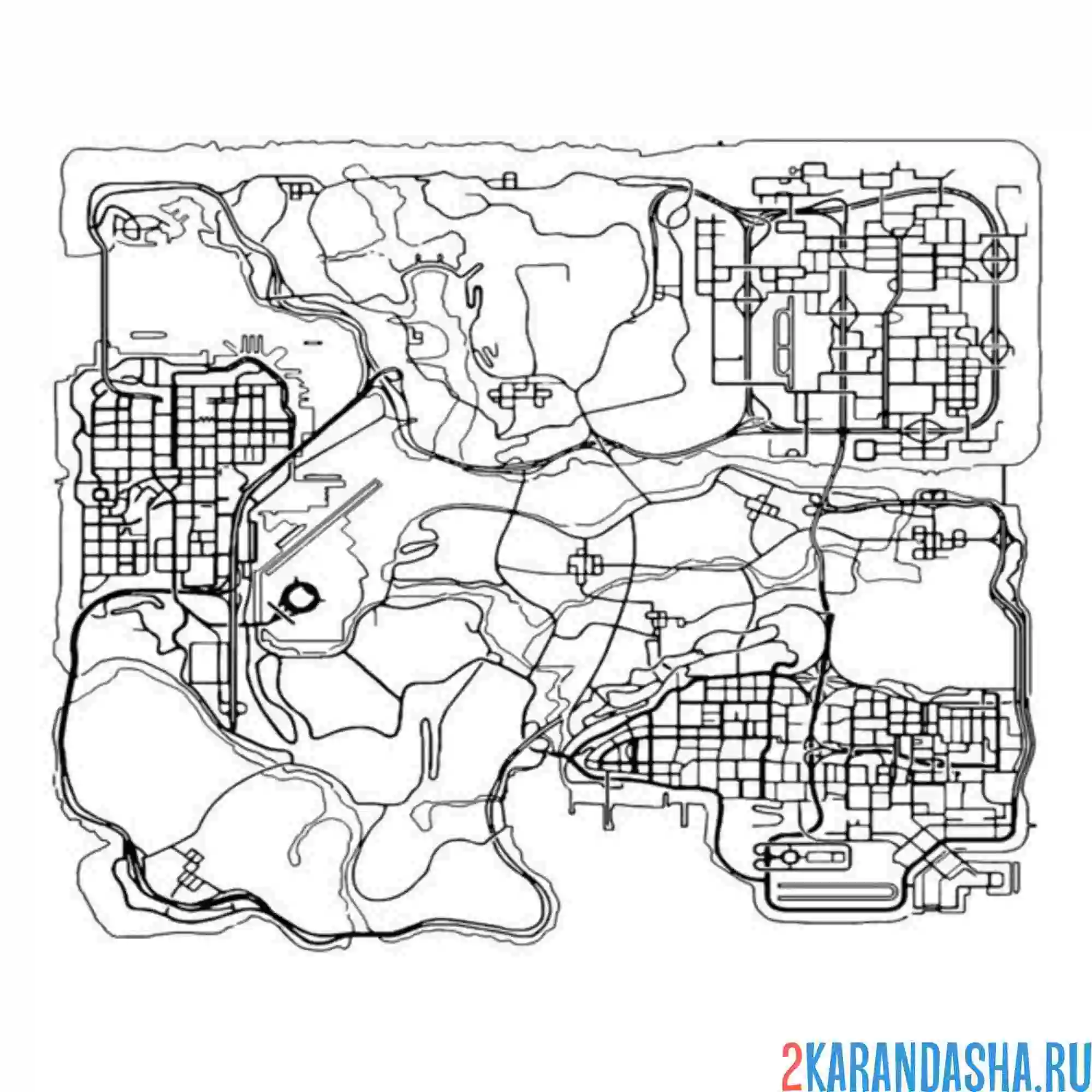 Раскраска гта (gta) карта
