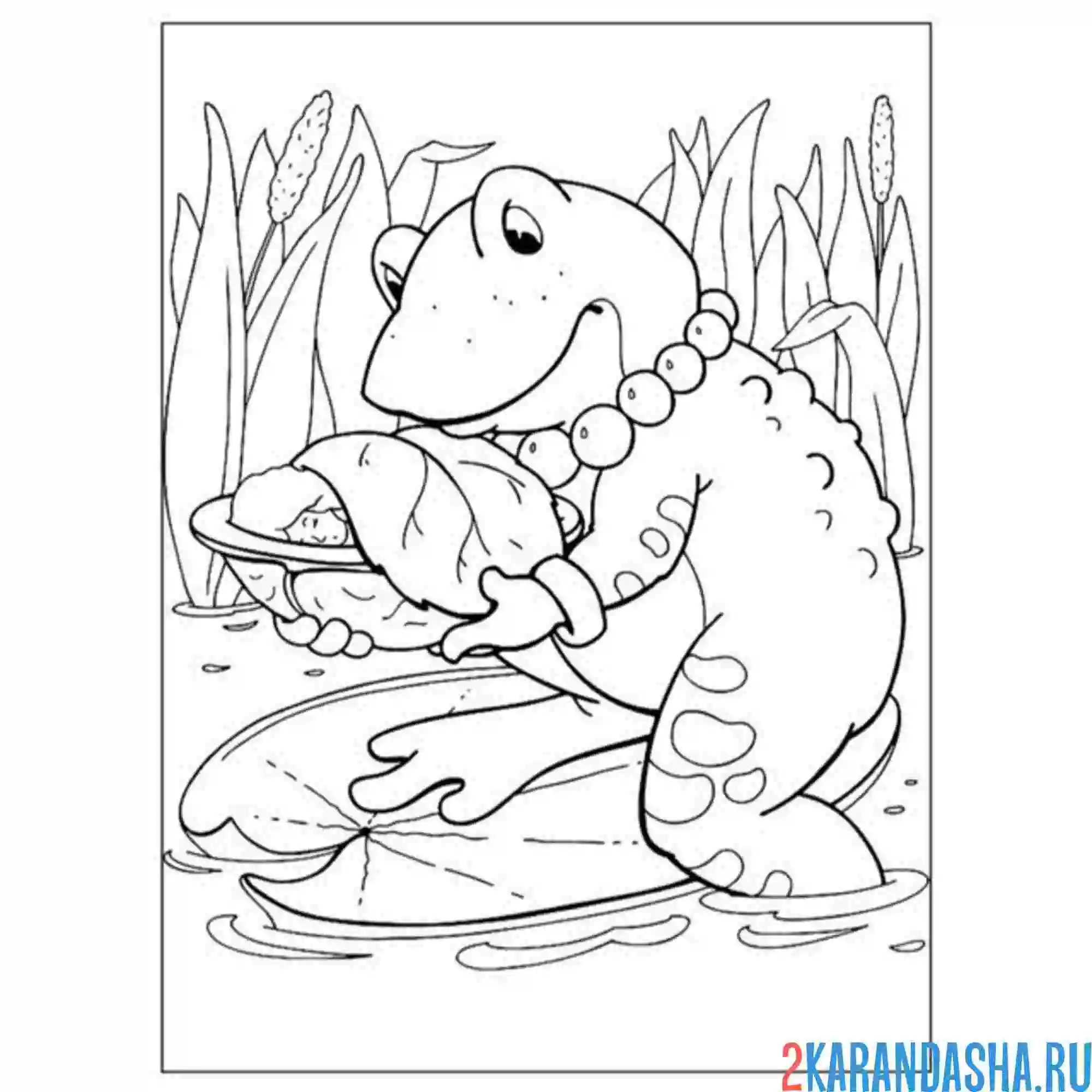 Раскраска жаба украла дюймовочку