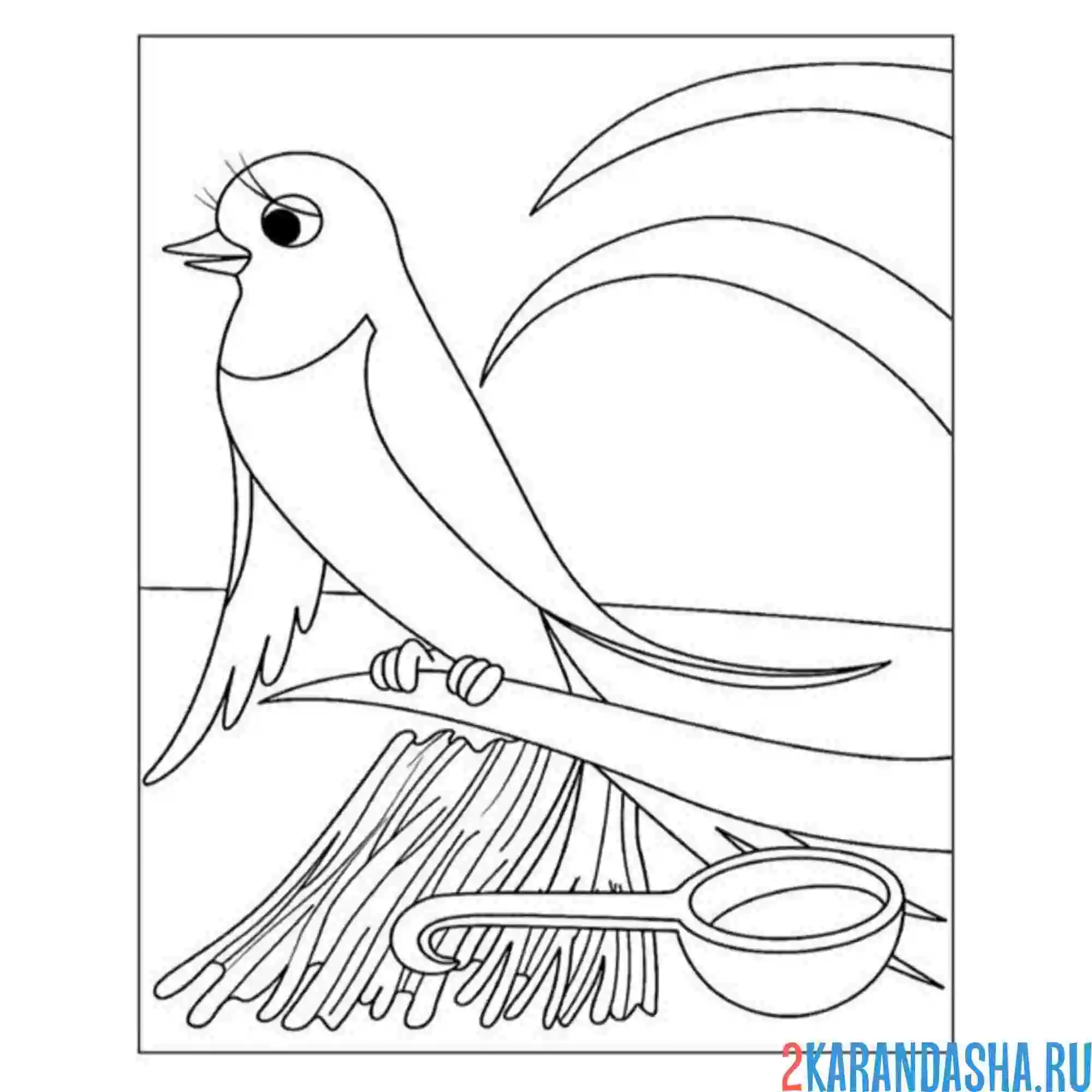 Раскраска ласточка и еда