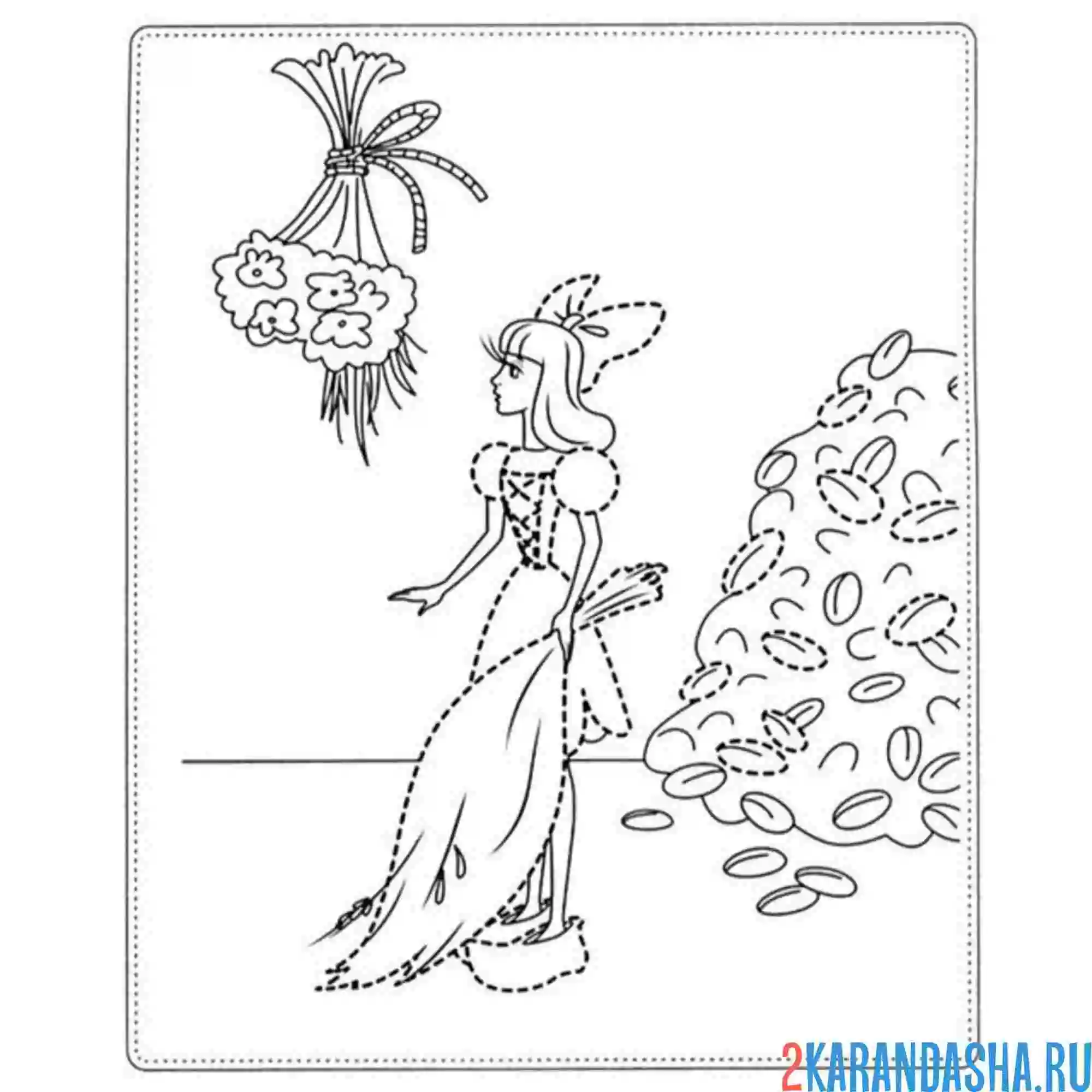 Раскраска дюймовочка и веник