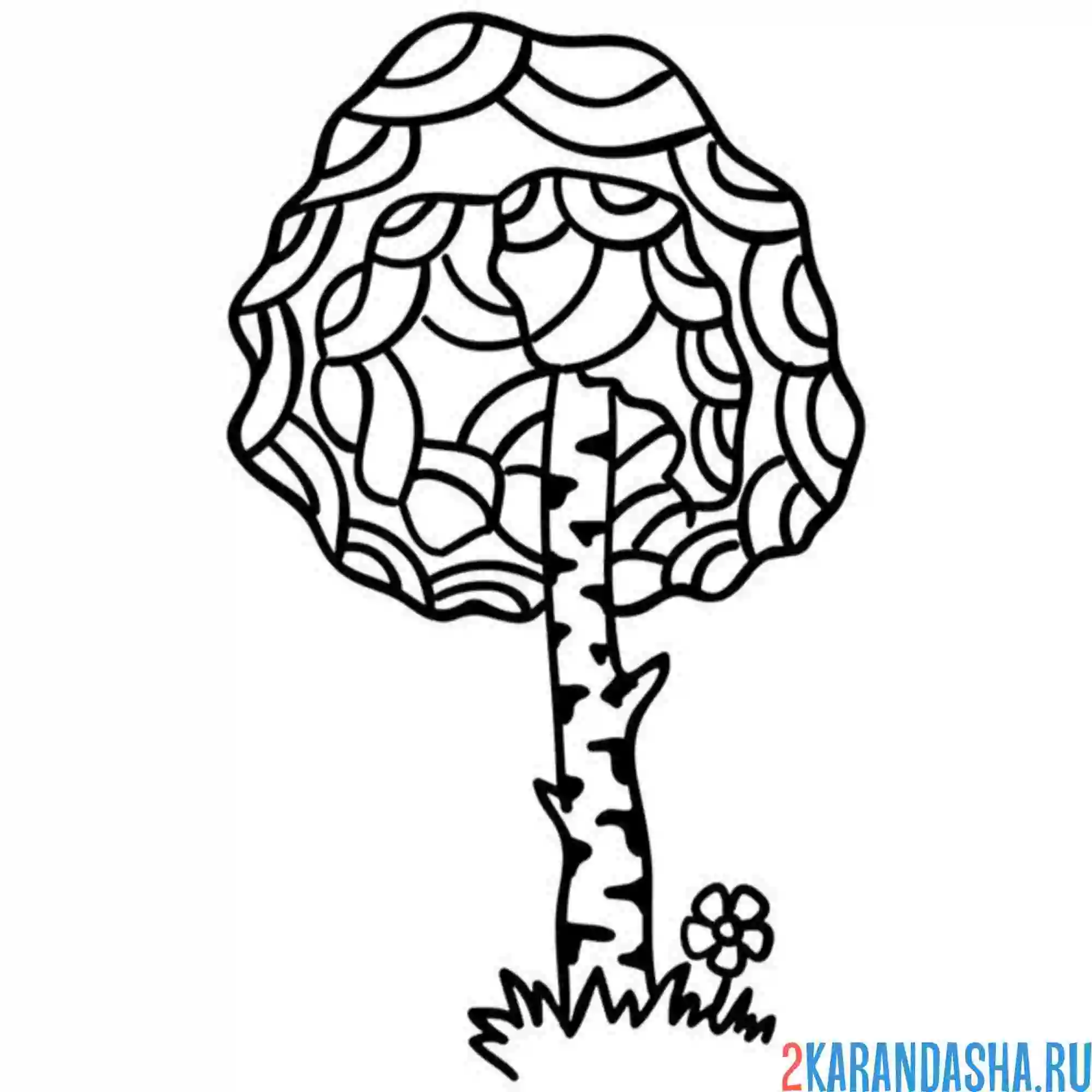 Раскраска береза антистресс