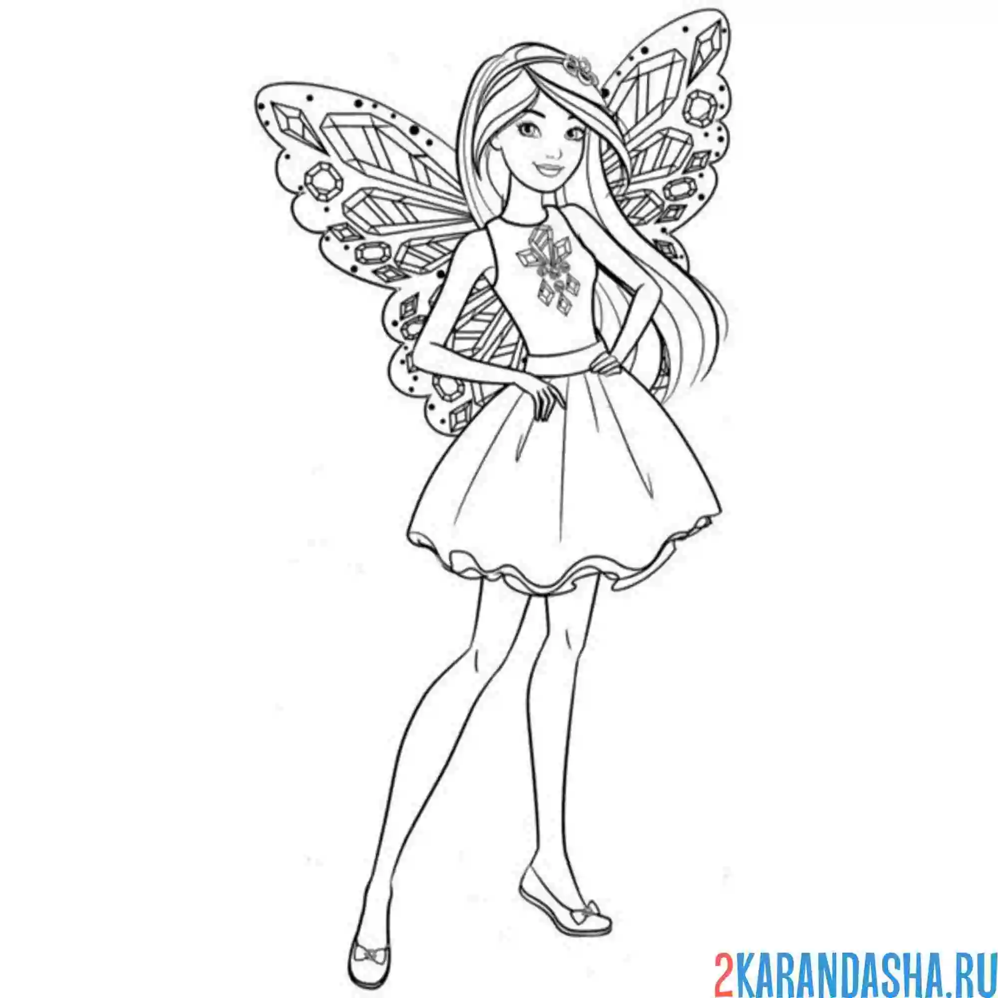 Раскраска барби-фея