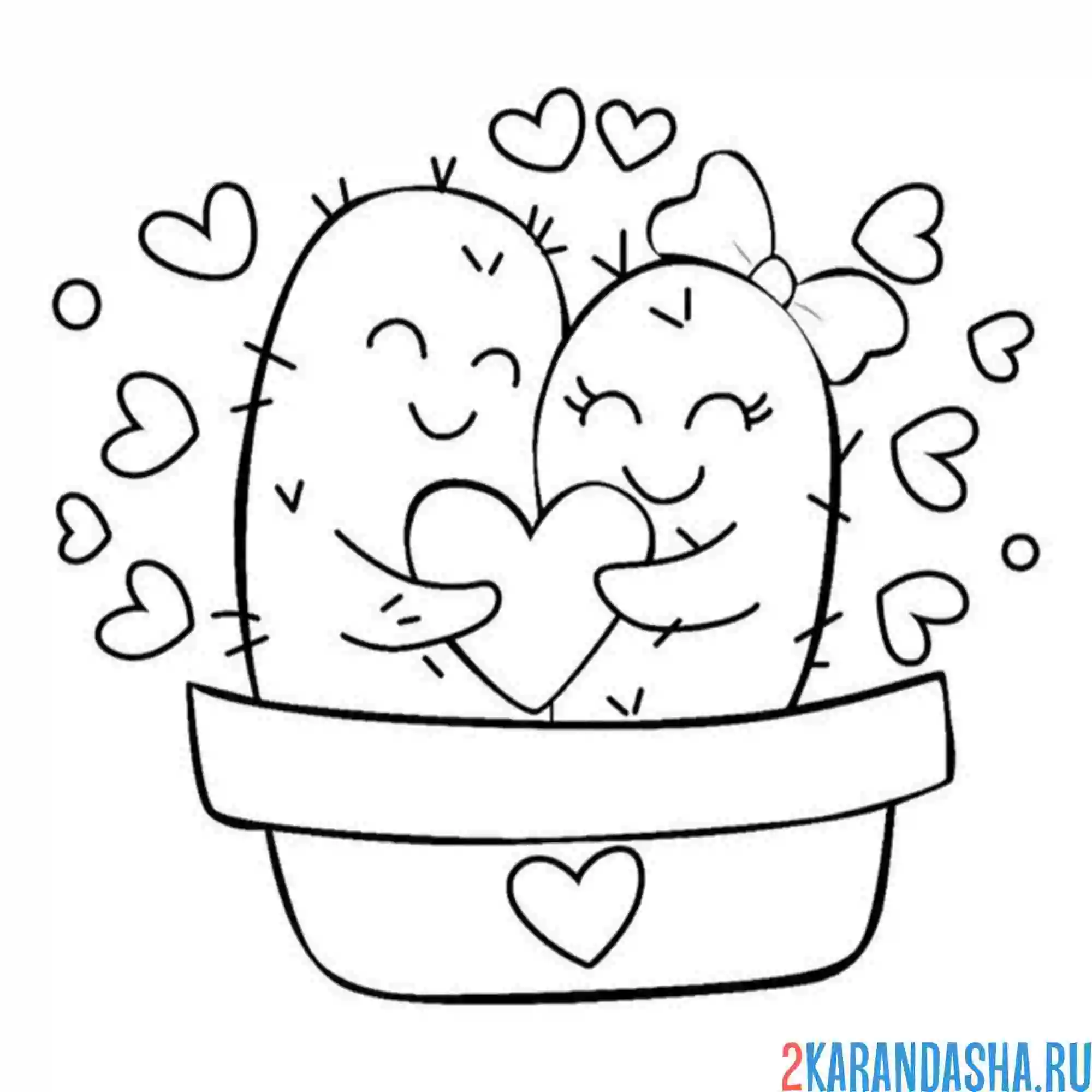 Раскраска влюбленные кактусы