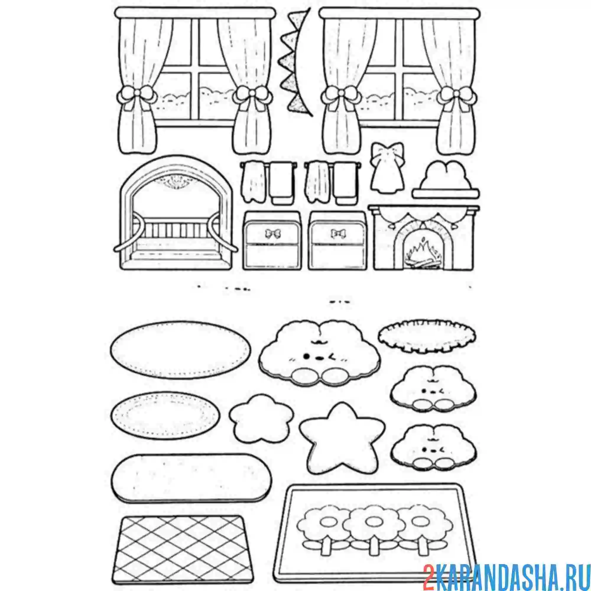 Раскраска тока бока мебель и коврики