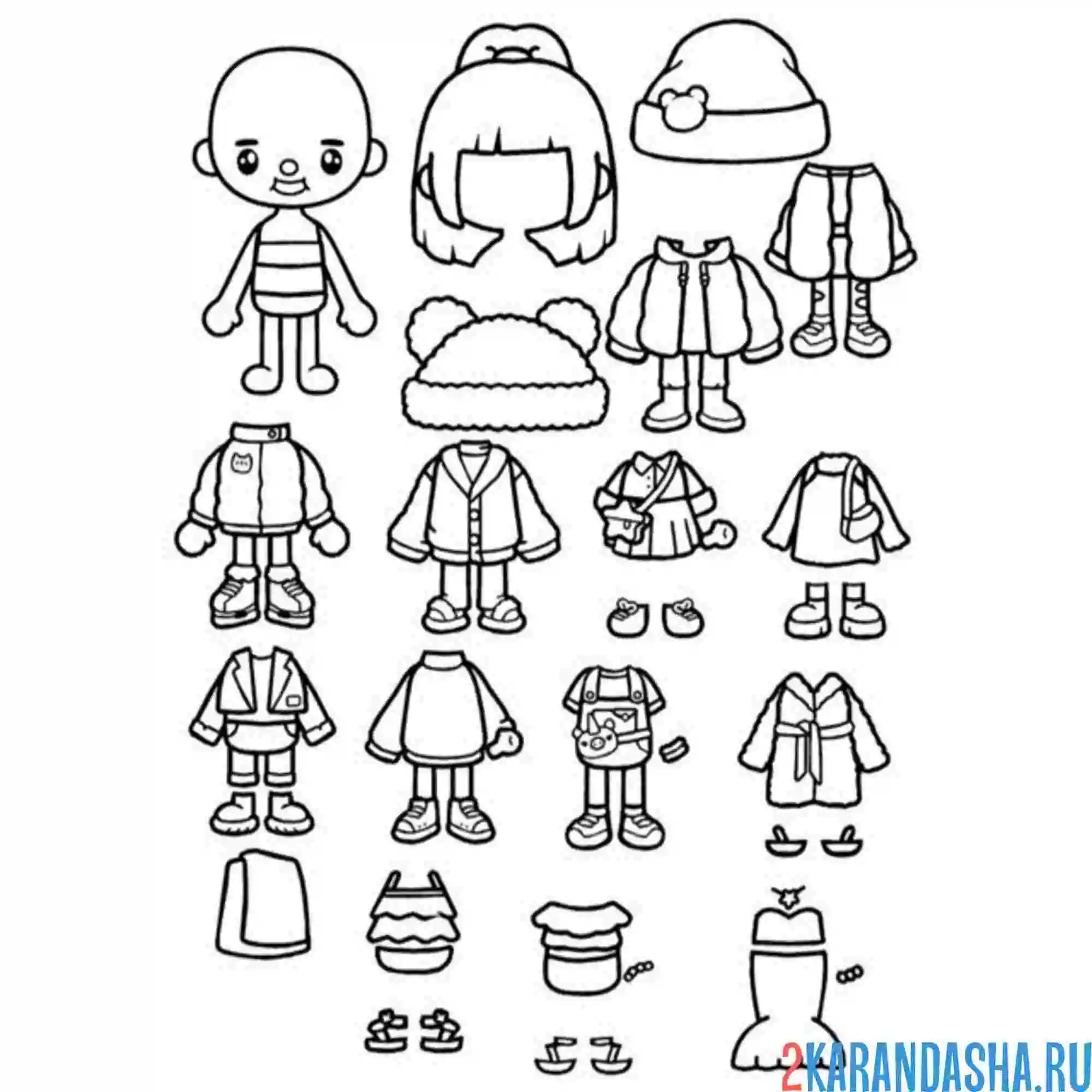 Раскраска разная одежда тока бока
