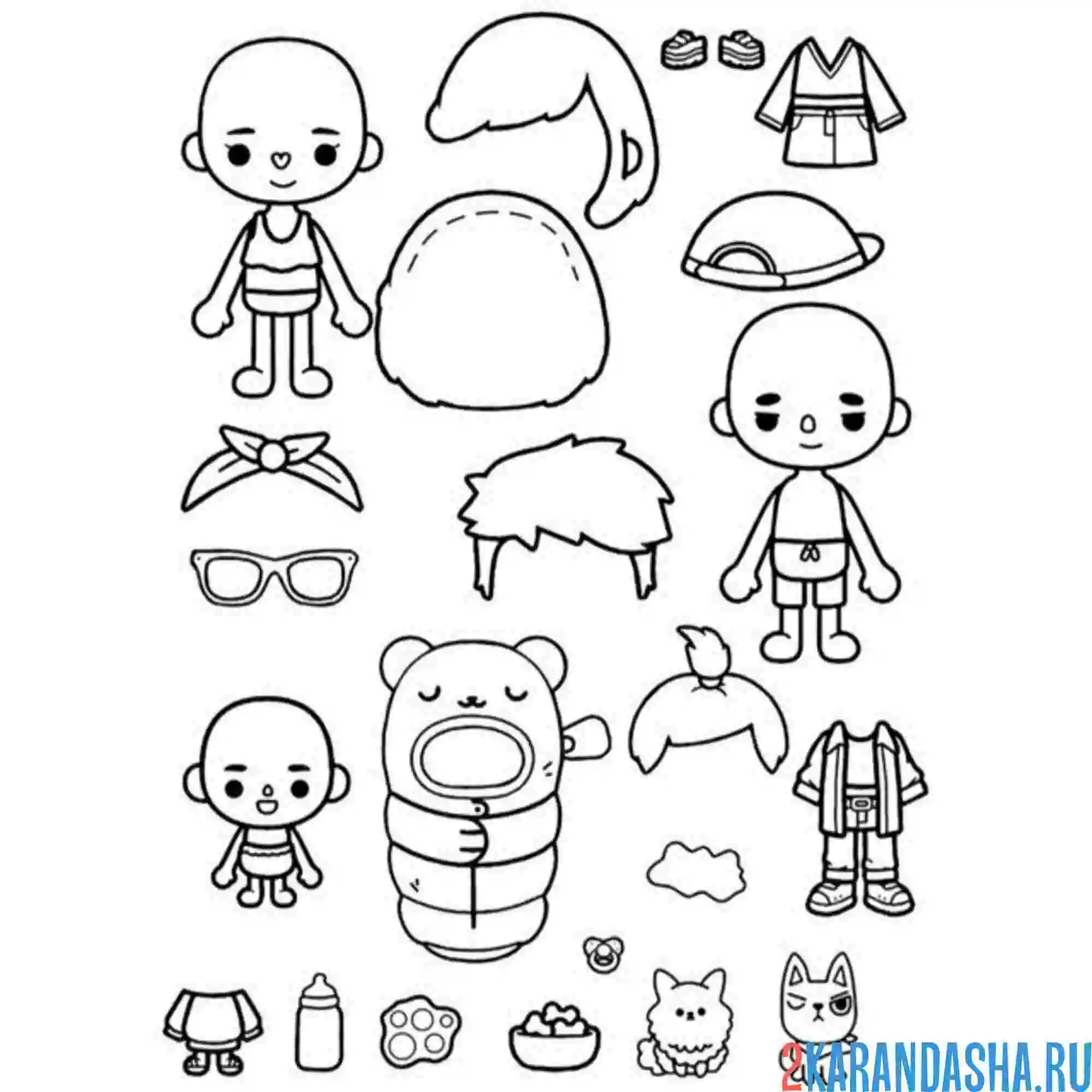 Раскраска одежда для персонажей тока бока