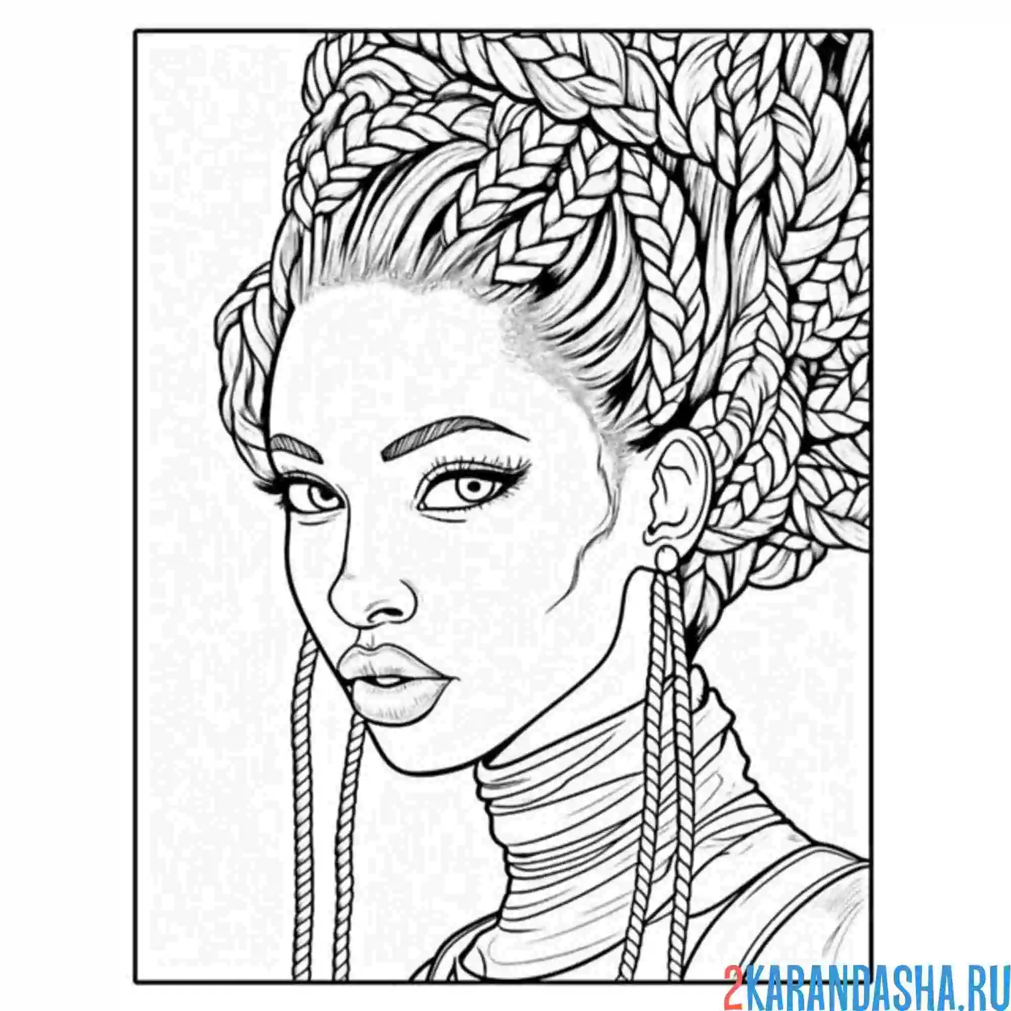 Раскраска крутая прическа косы волосы