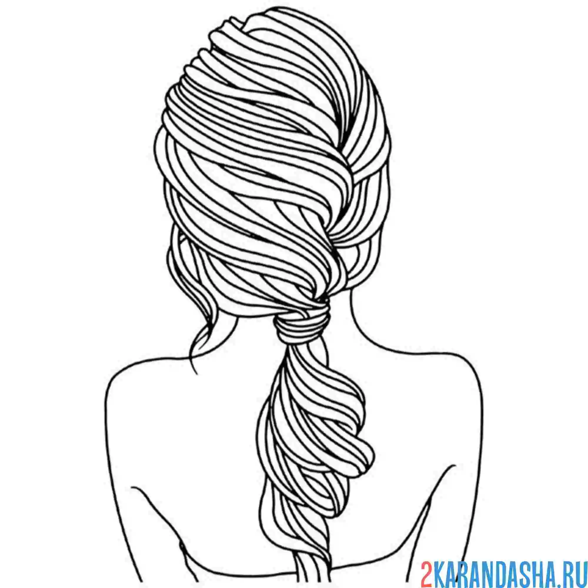 Раскраска прическа волосы пучок снизу