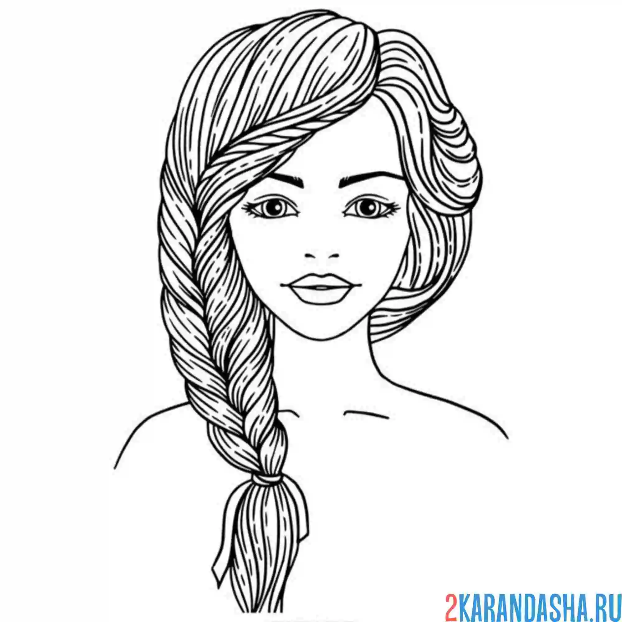 Раскраска прическа колосок девушка