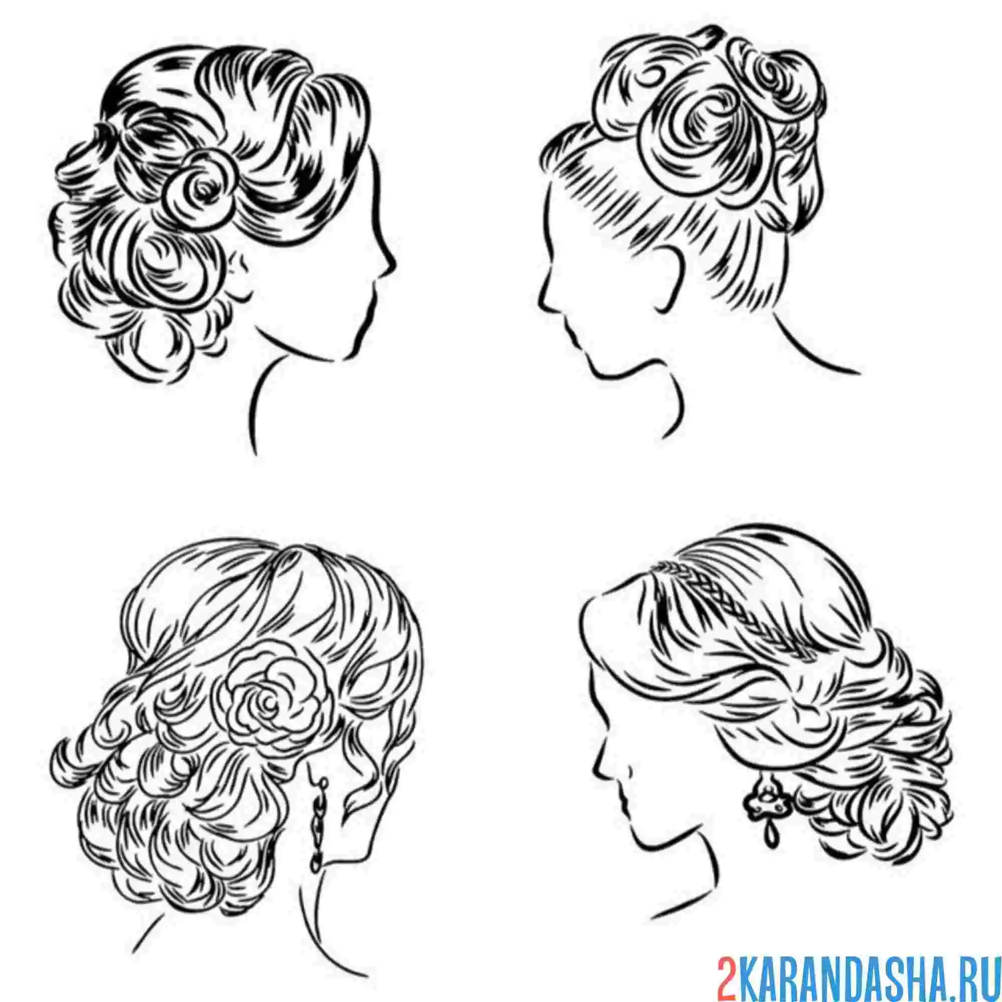 Раскраска короткие волосы прическа волосы