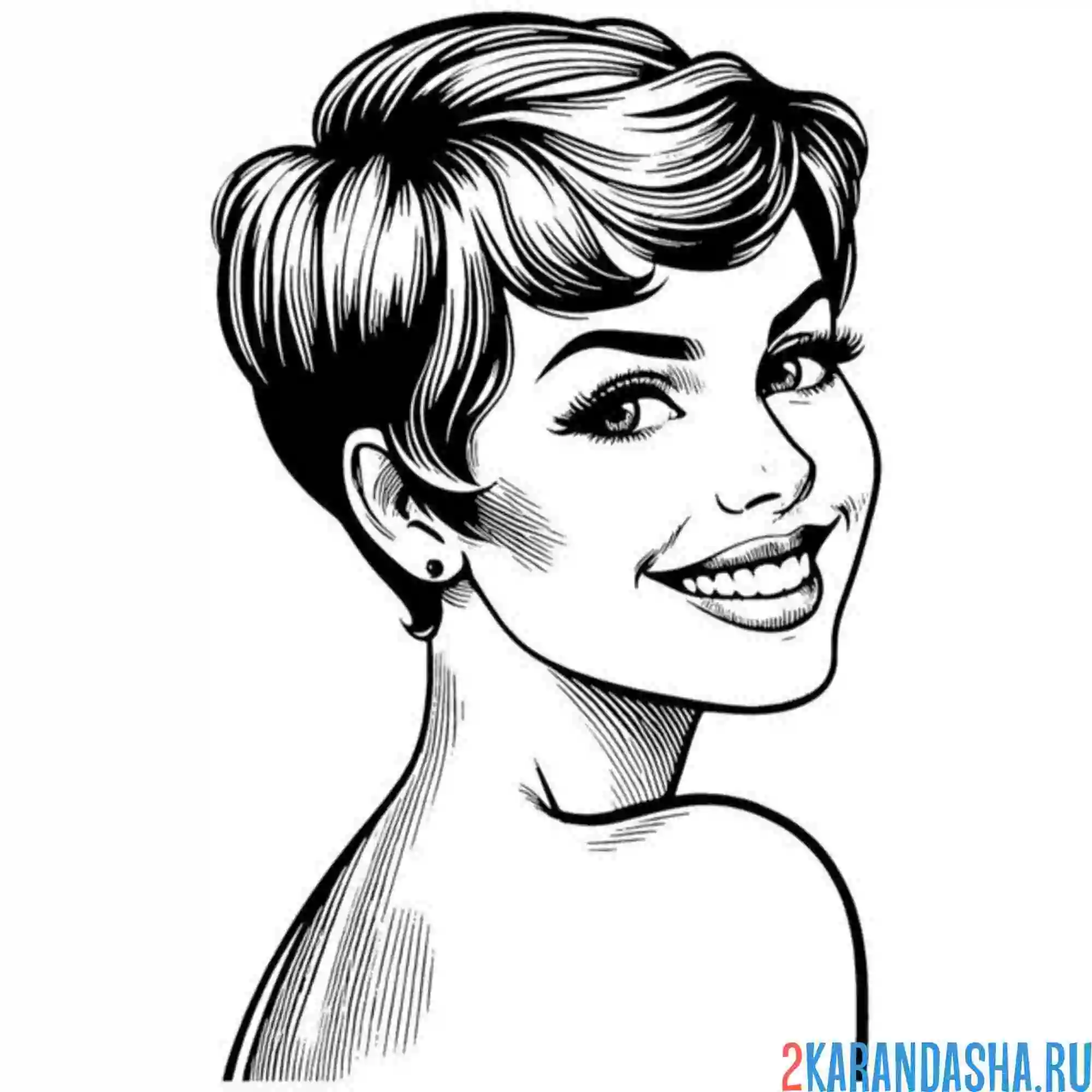 Раскраска короткая стрижка девушка волосы