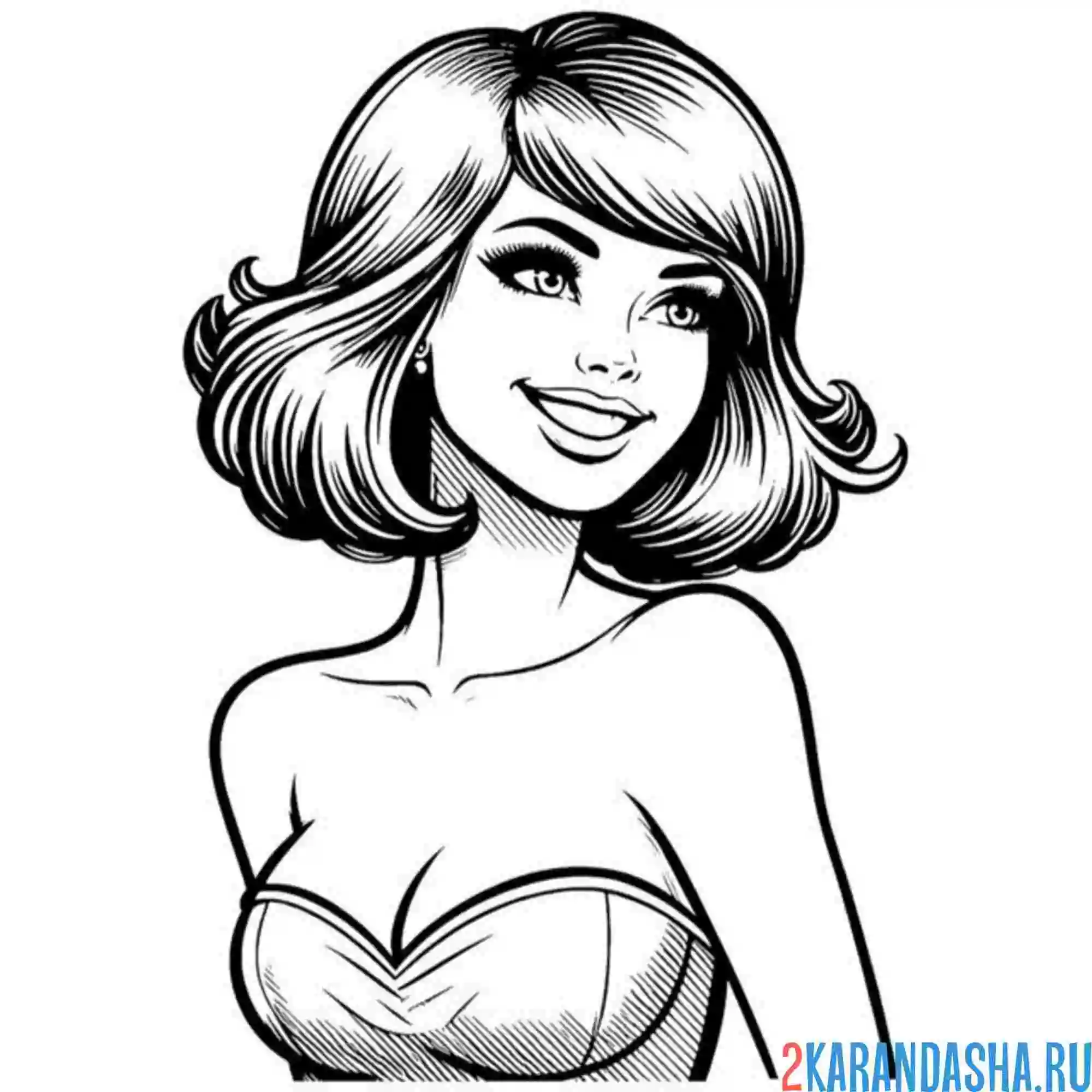 Раскраска короткие волосы стрижка прическа у девушки