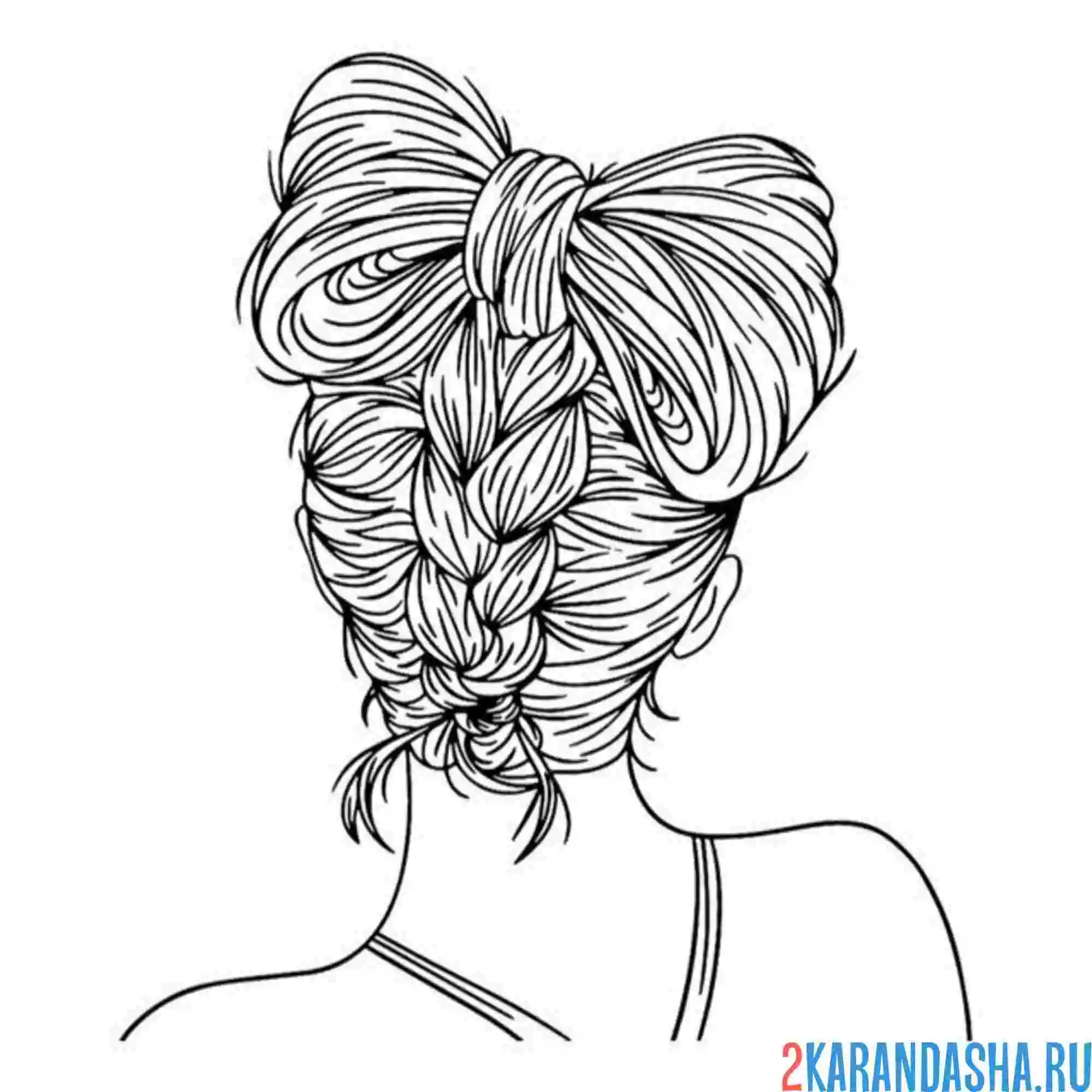 Раскраска бантик наверху прическа волосы