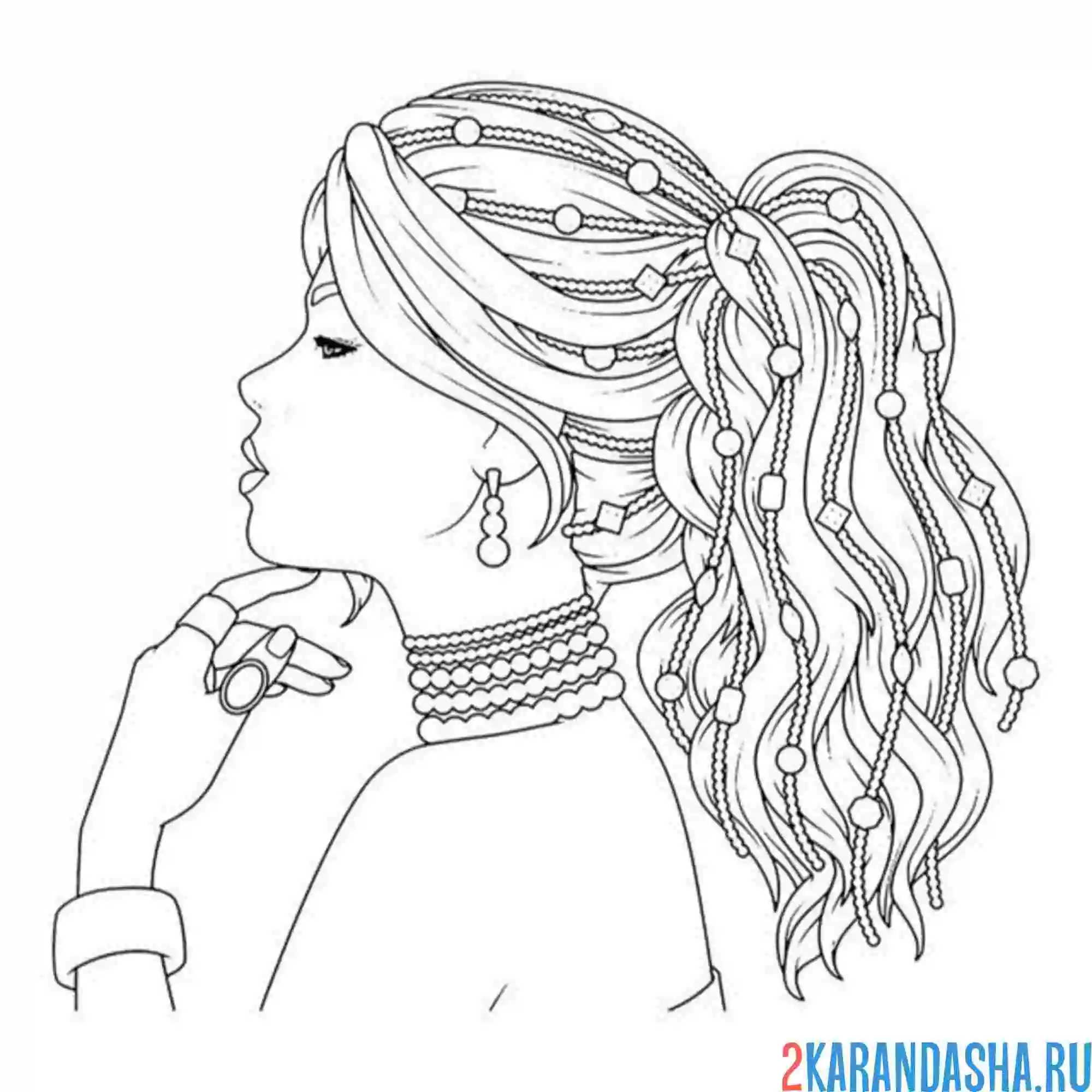 Раскраска прическа хвост длинные волосы