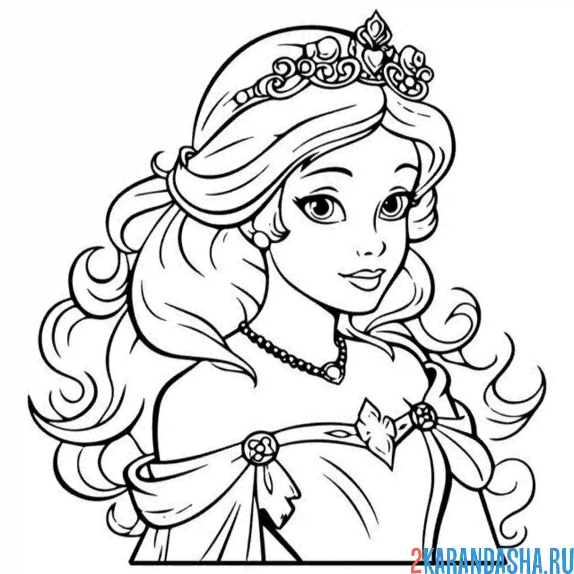 Раскраска принцесса длинные волосы