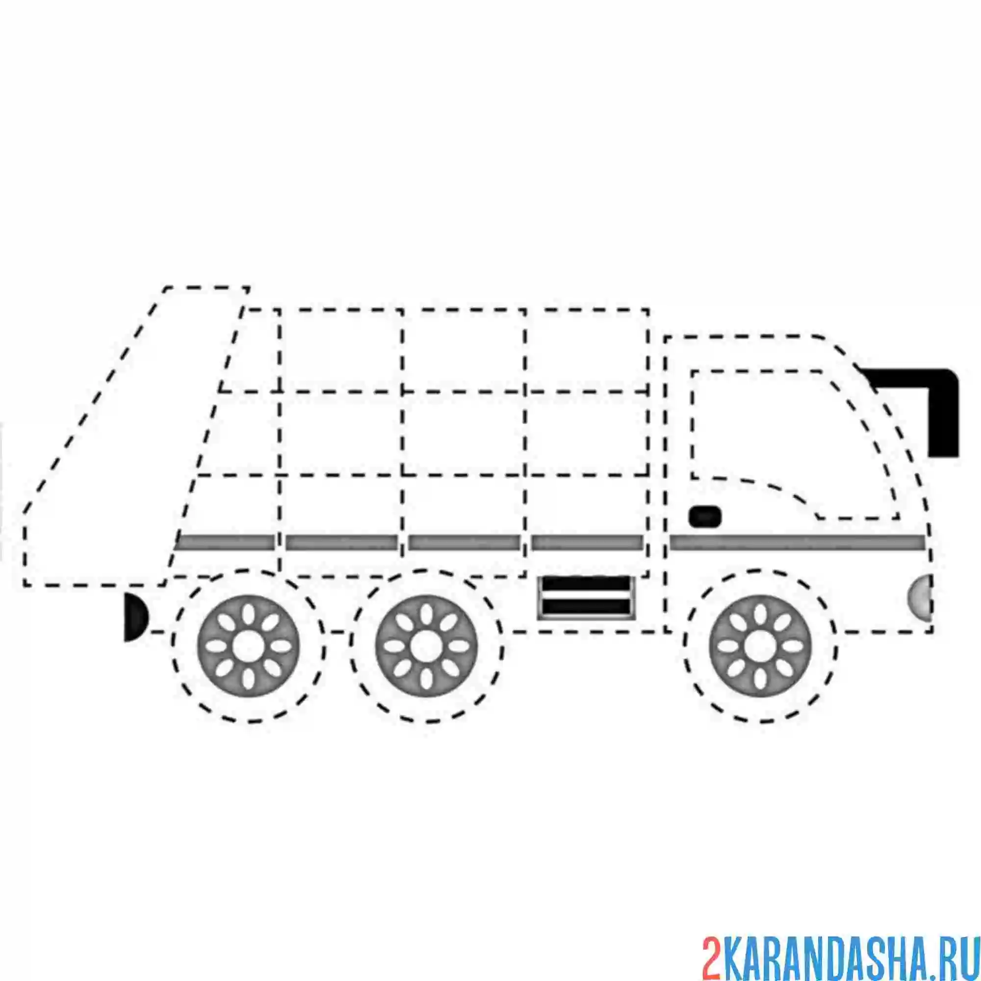Раскраска мусоровоз обведи по линии