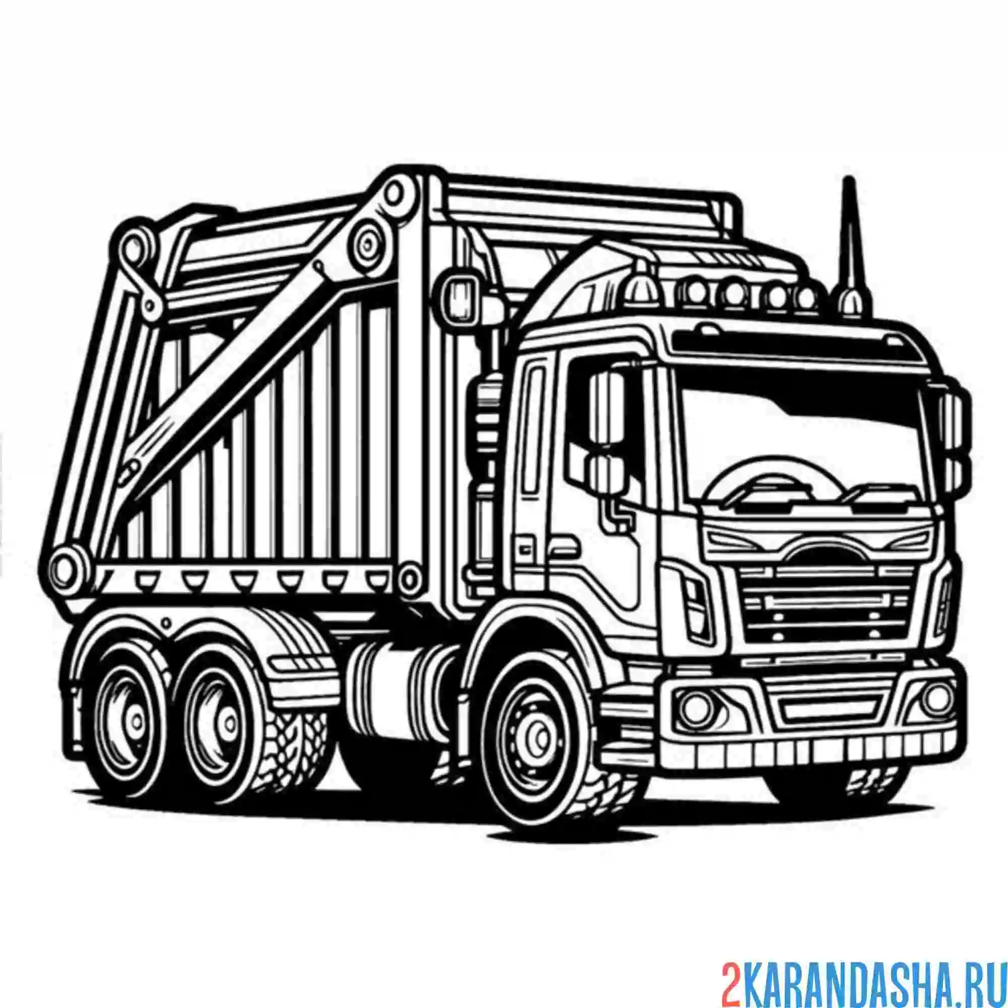 Раскраска камаз мусоровоз