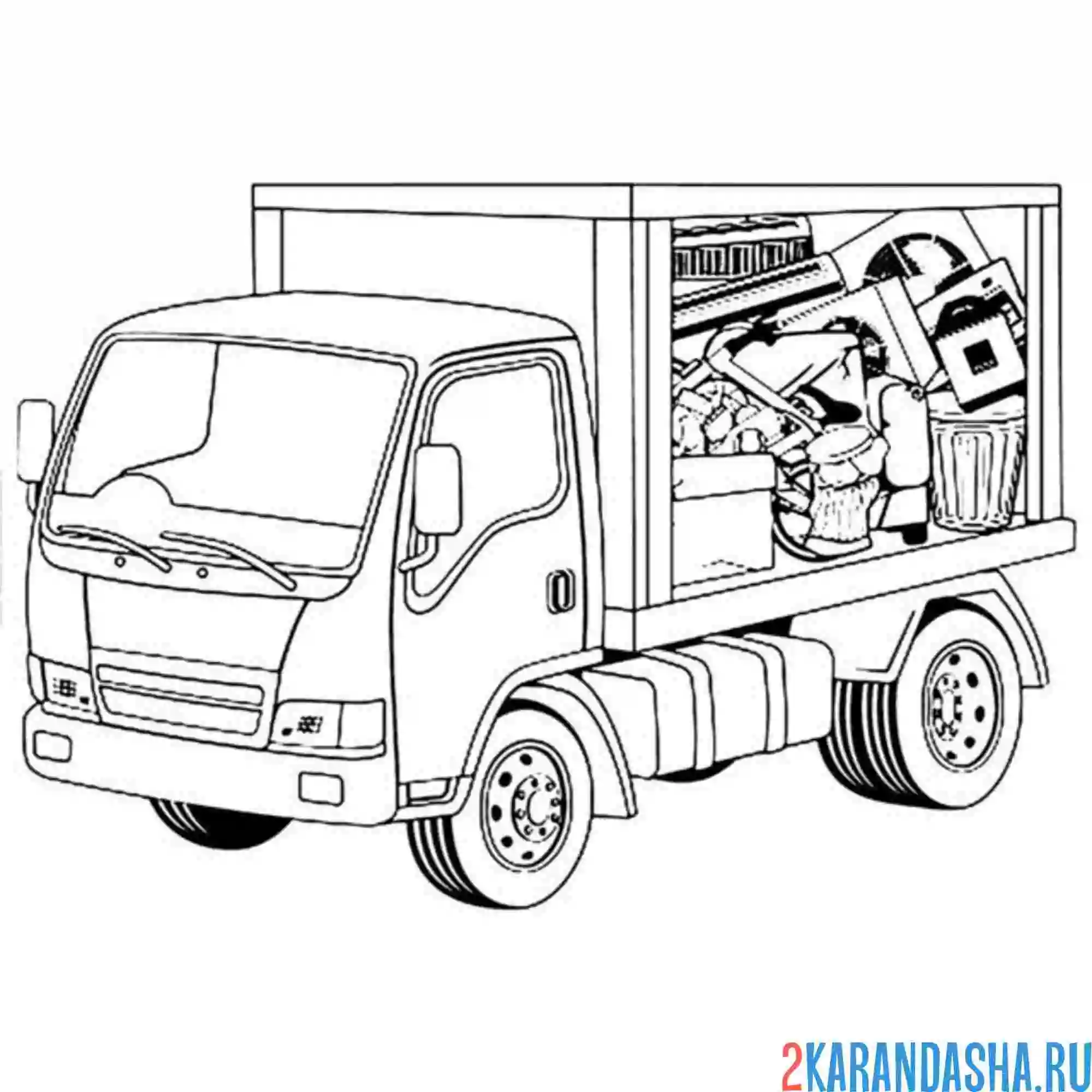 Раскраска мусоровоз как газель