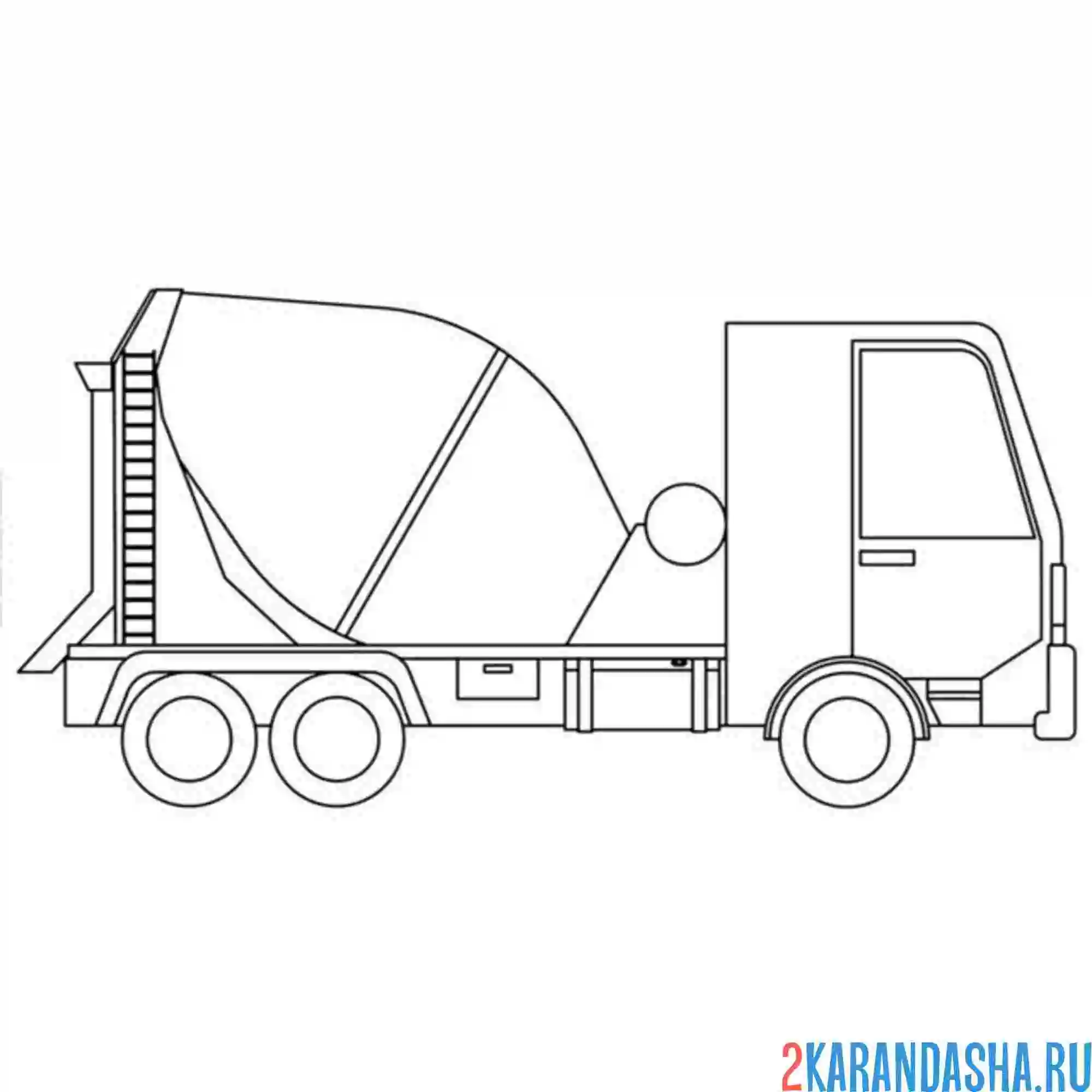 Раскраска бетономешалка грузовик