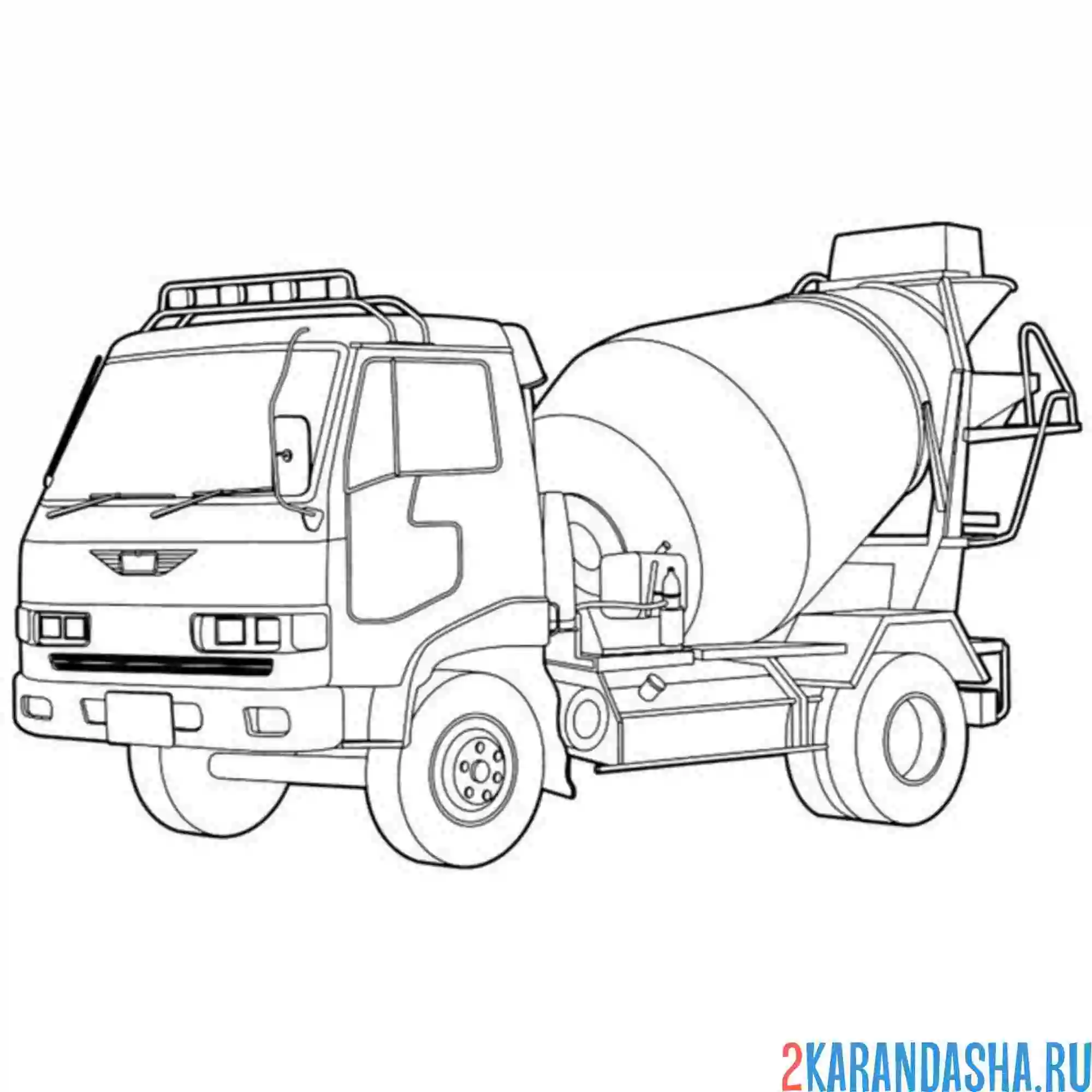Раскраска бетономешалка большой грузовик